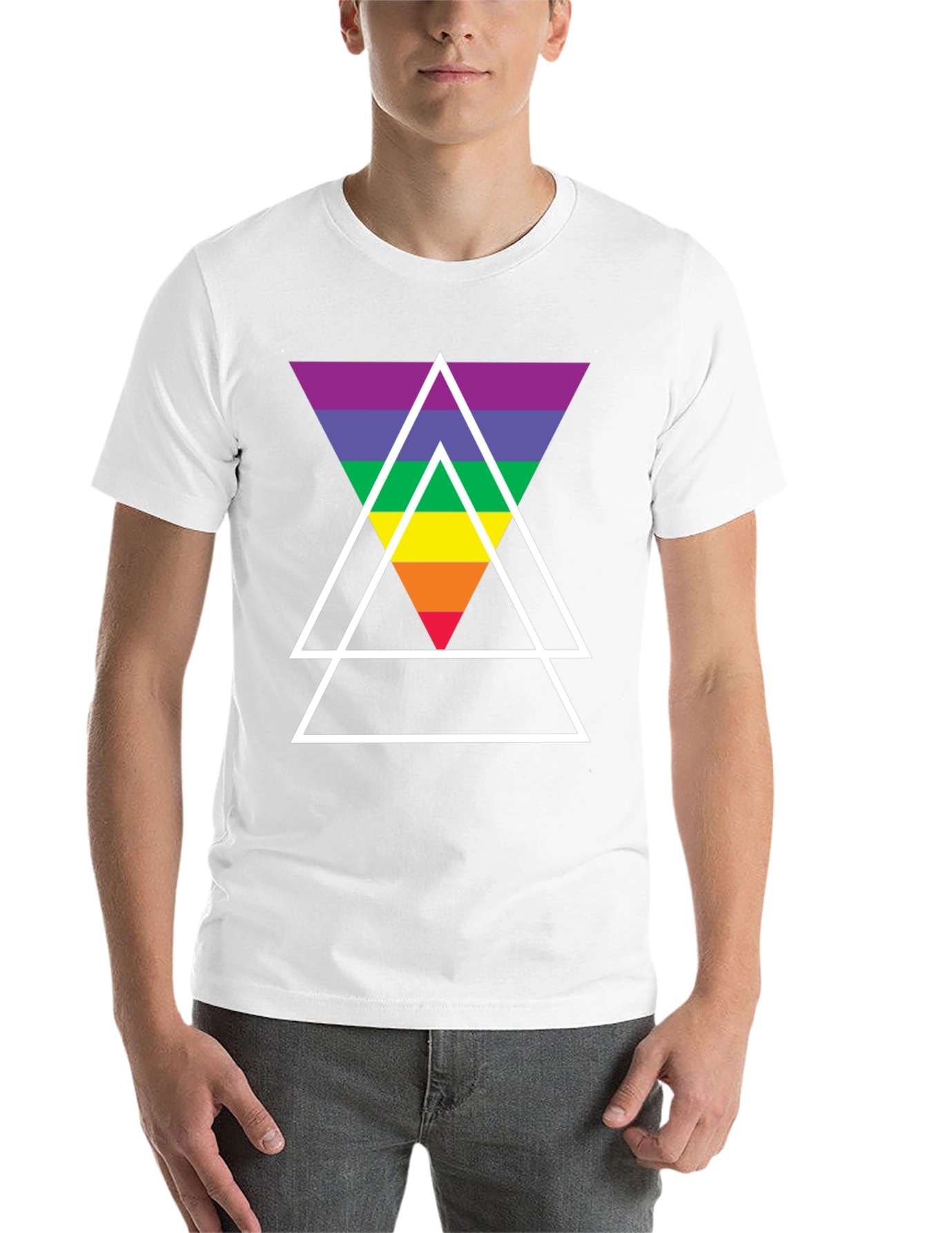 Black Rainbow Triangle Graphic Tee - Stylish Casual Wear view 14