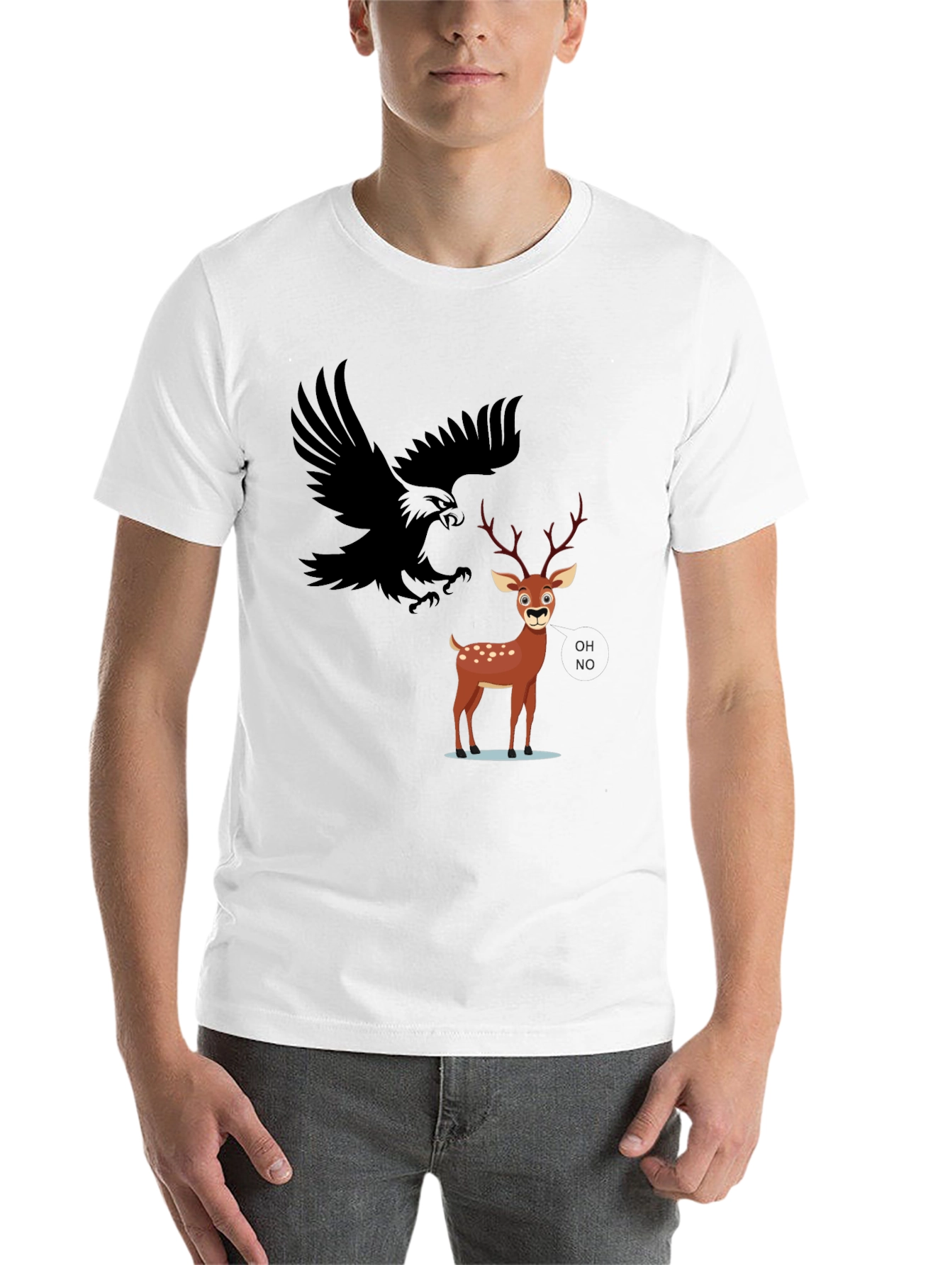 Black Eagle and Deer Graphic Tee - Black view 14