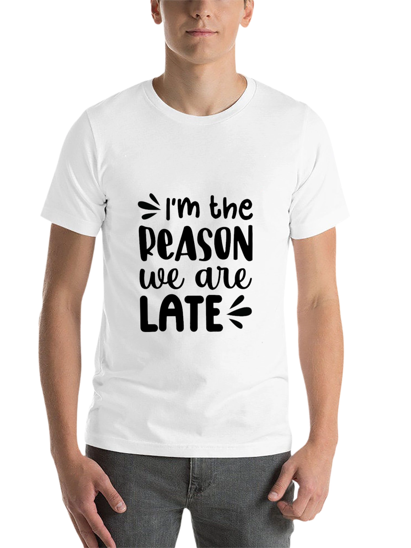 Black Funny "I'm The Reason We Are Late" Black T-Shirt view 14