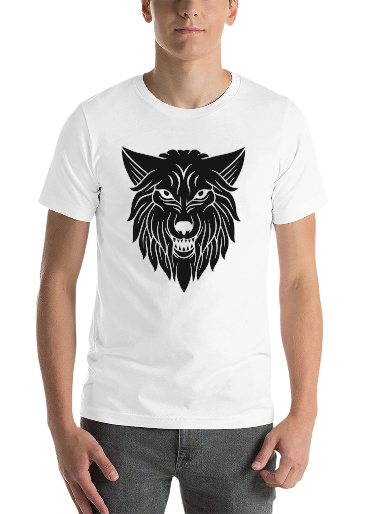 Black Wolf Graphic Tee - Stylish Black Cotton Blend T-Shirt view 14