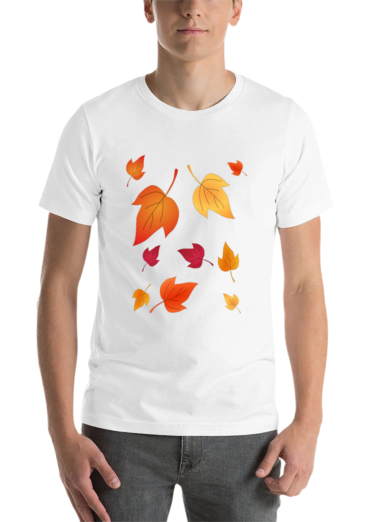 Black Autumn Leaves Graphic Black T-Shirt view 14