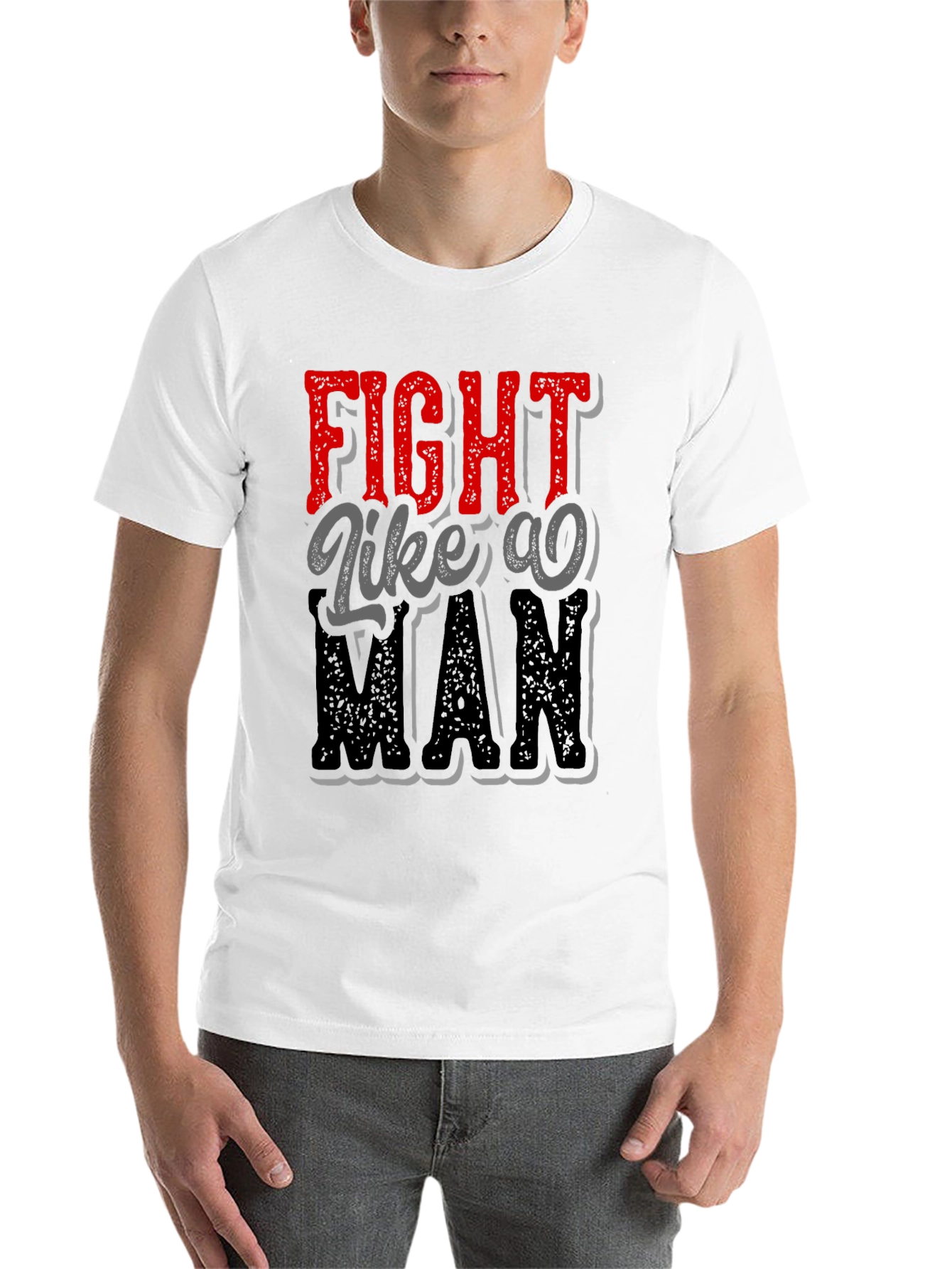 Black Fight Like a Man Graphic Tee - Bold Statement Shirt view 14