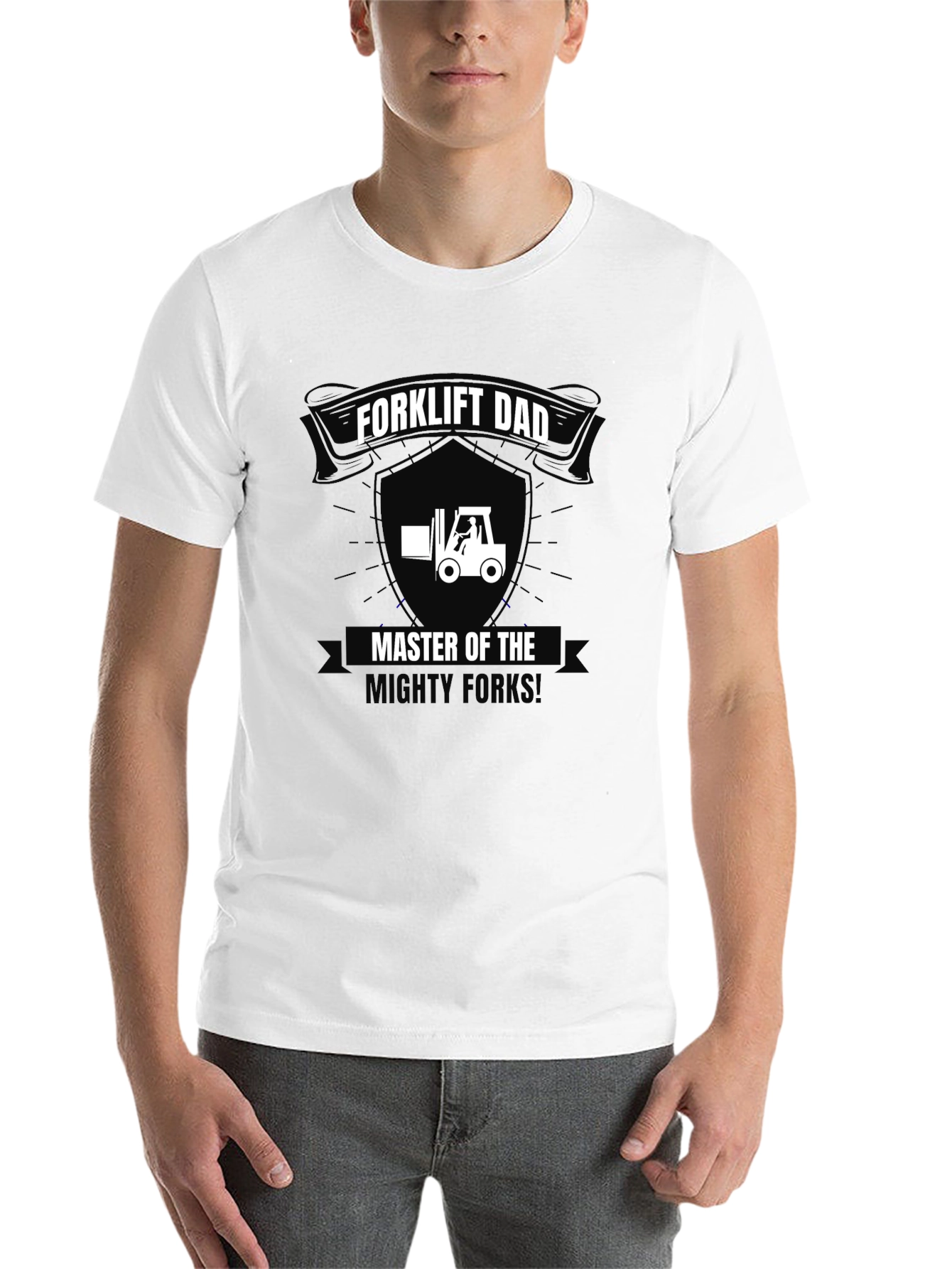 Black Forklift Dad T-Shirt - Master of the Mighty Forks! view 14