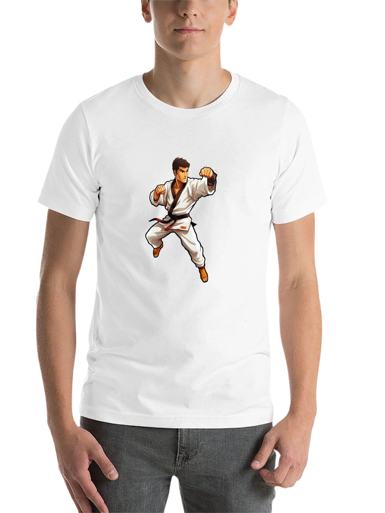 Black Karate Master Graphic T-Shirt - Black Cotton Tee view 14