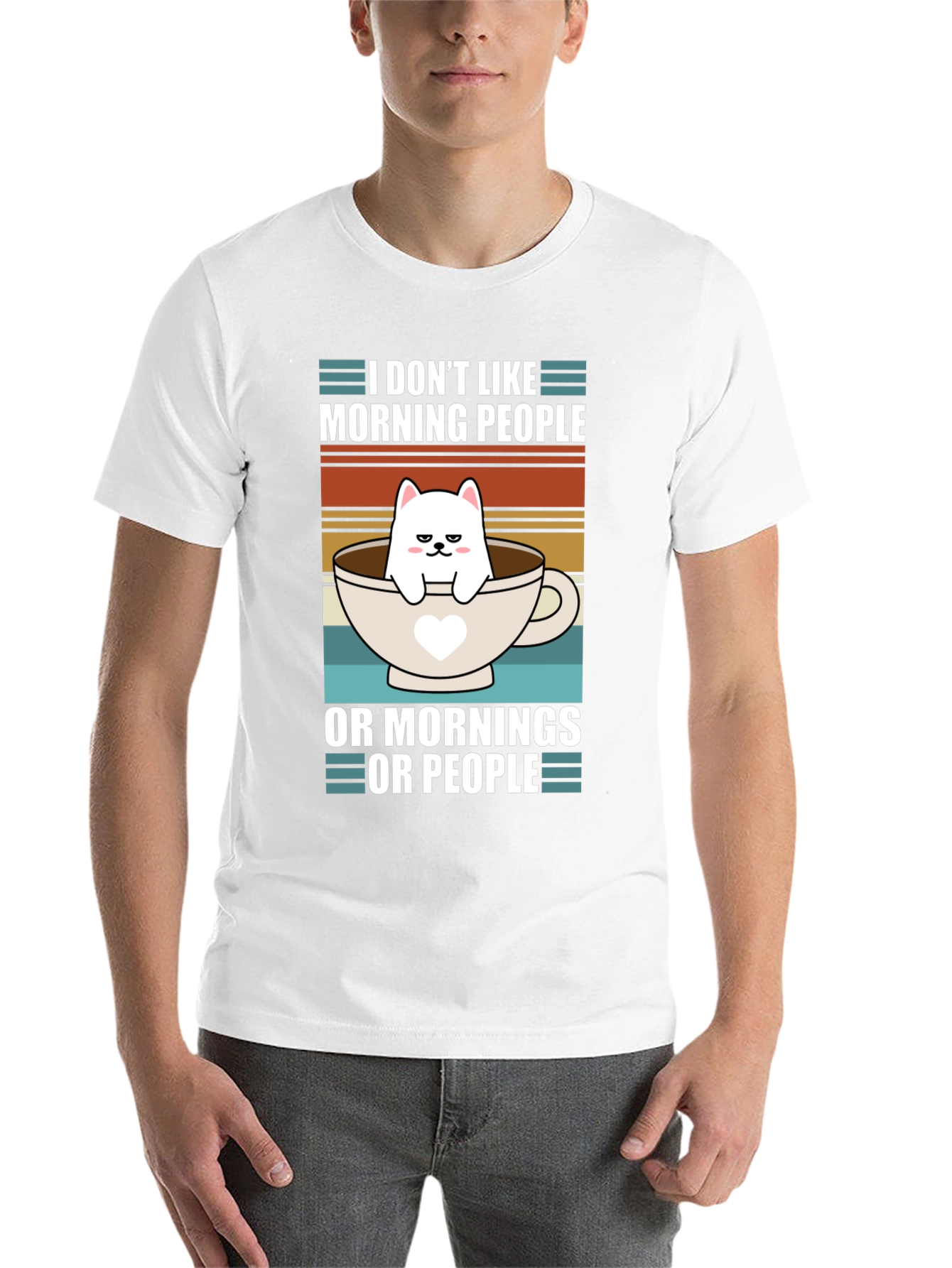 Black Funny I Don't Like Morning People Cat T-Shirt view 14