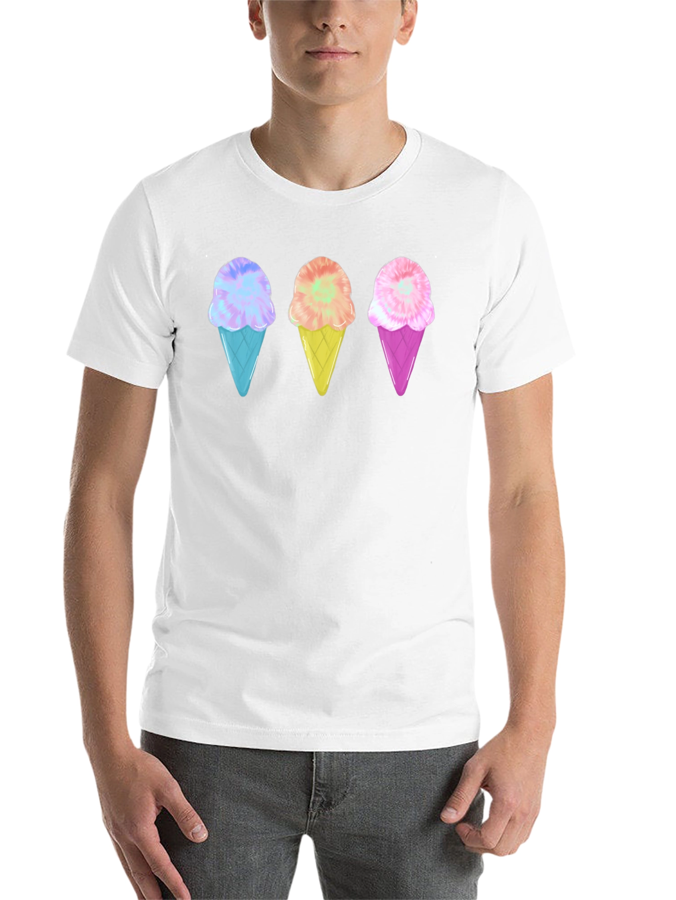 Black Ice Cream Cone Graphic Tee - Black Unisex T-Shirt view 14
