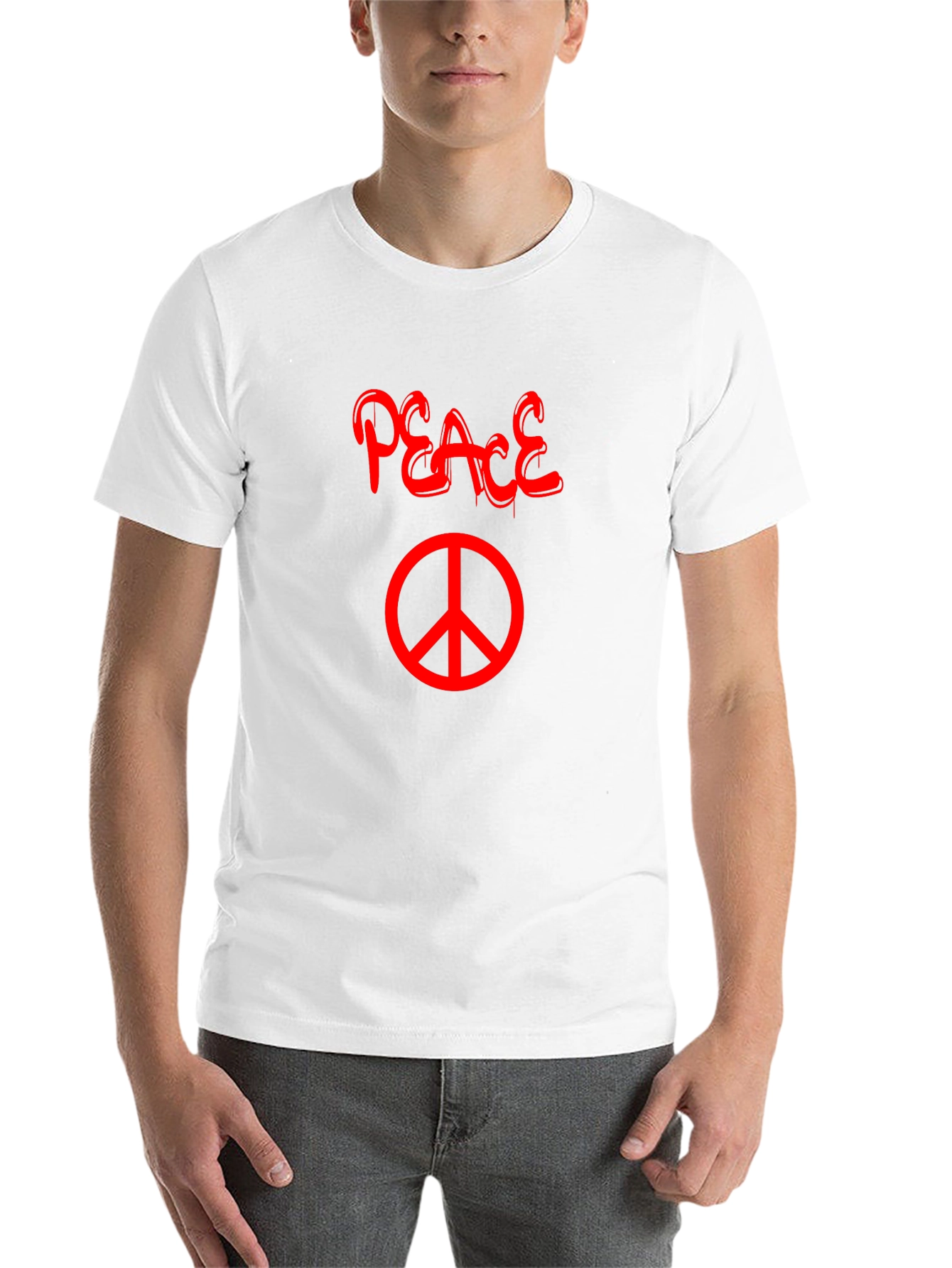 Black Peace T-Shirt - Black with Red Graphic view 14