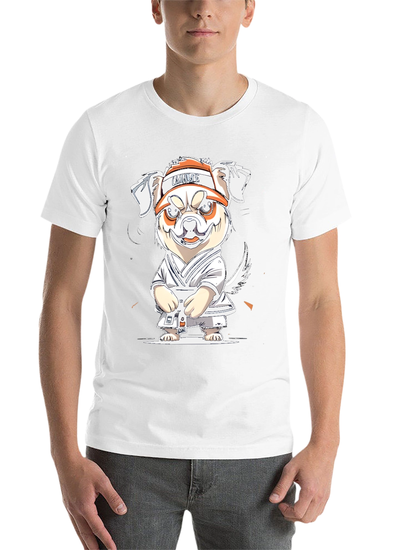 Black Cartoon Dog Karate T-Shirt view 14