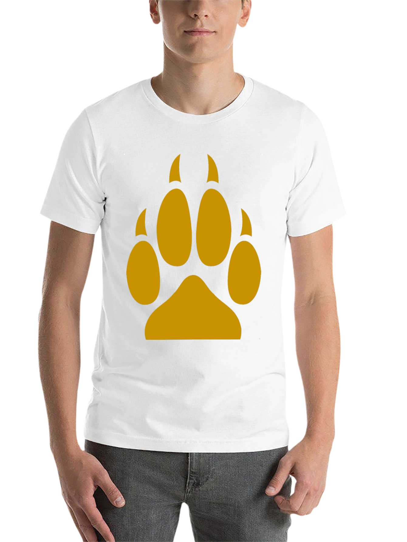 Black Wolf Paw Print Tee - Black Cotton Blend T-Shirt view 14