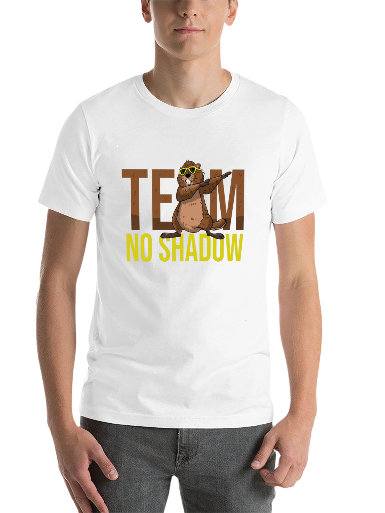Black Team No Shadow Funny Groundhog Day T-Shirt view 14
