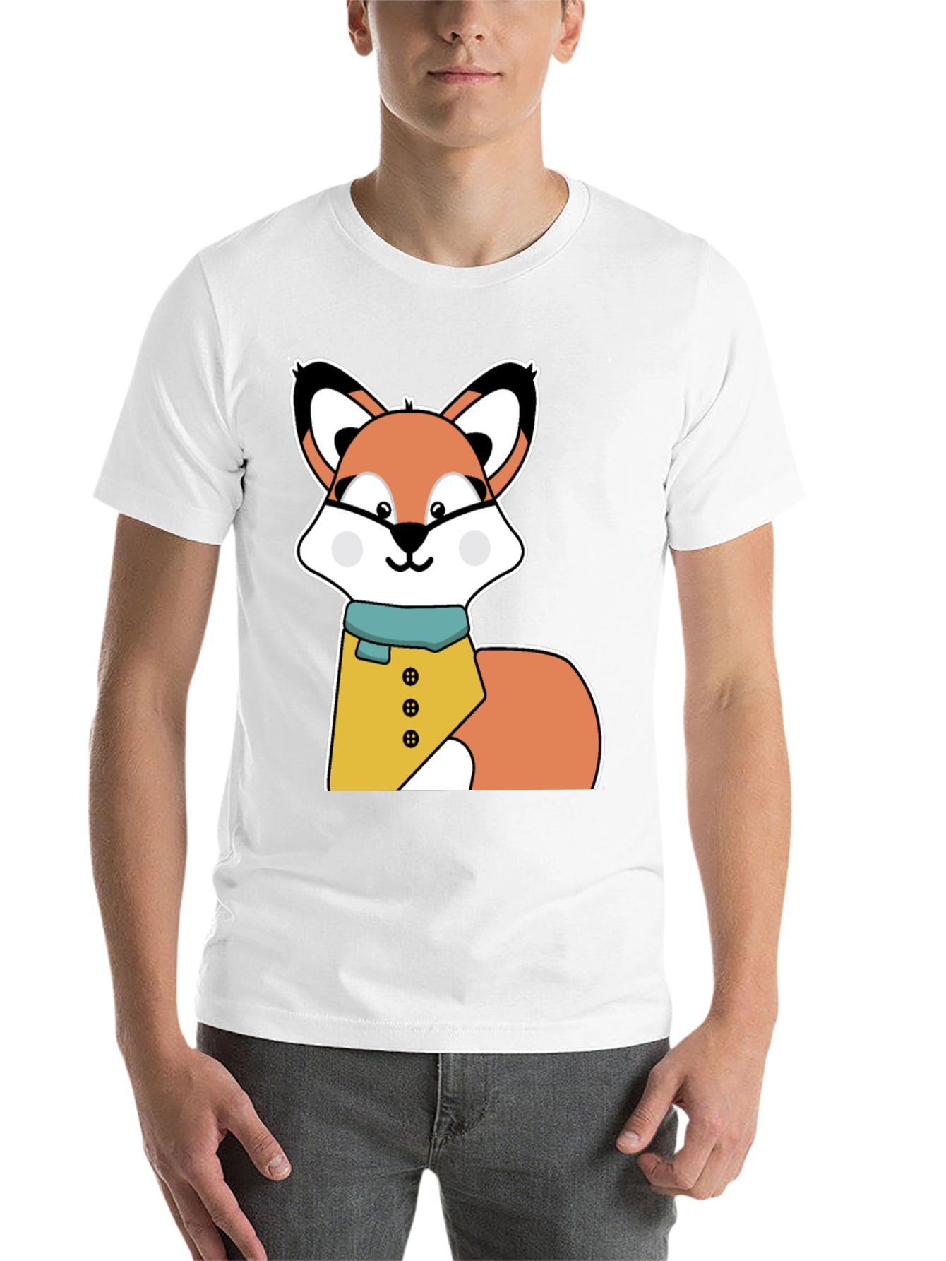 Black Cute Cartoon Fox T-Shirt - Stylish Animal Graphic Tee view 14