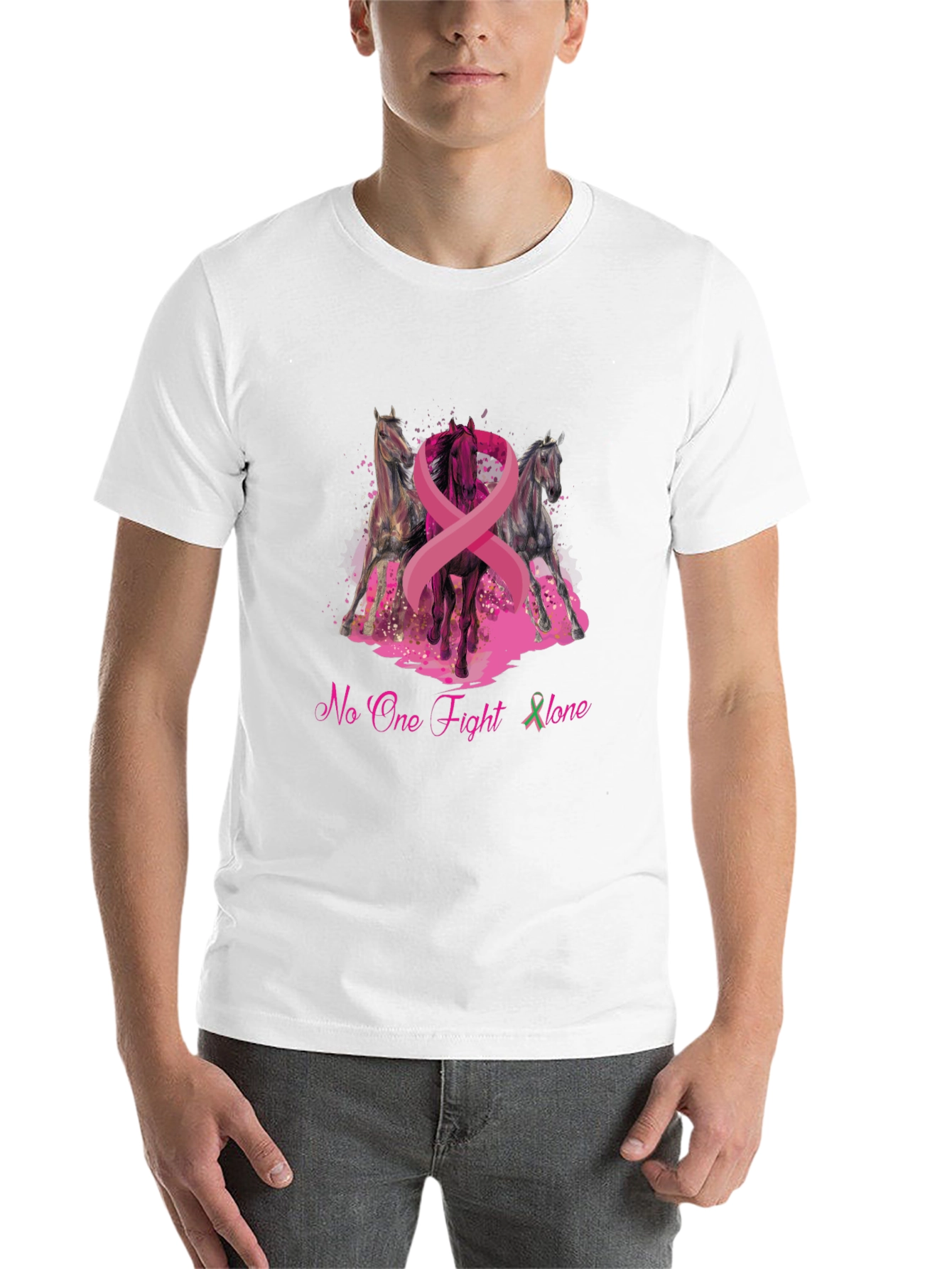 Black Horse & Breast Cancer Awareness Graphic T-Shirt view 14