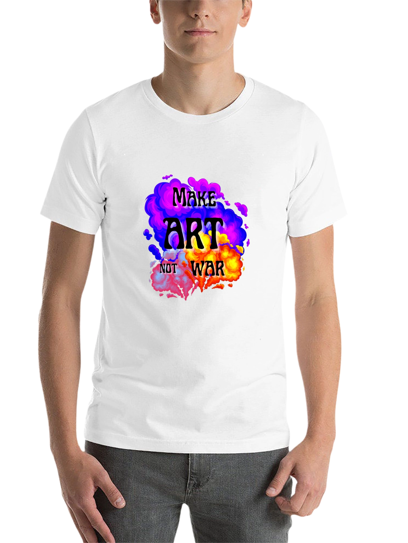 Black Make Art Not War Graphic T-Shirt view 14