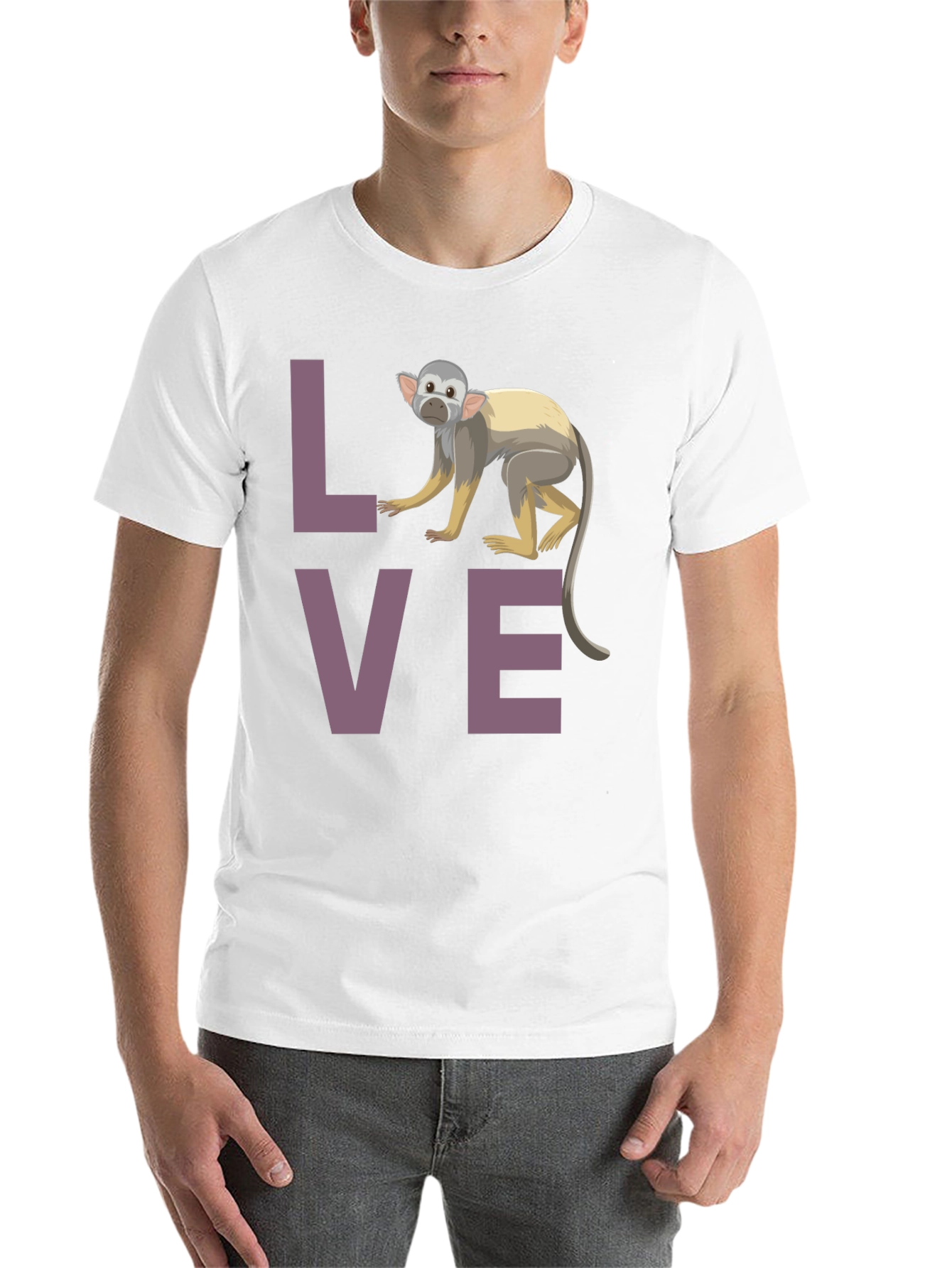 Black Love Monkey T-Shirt - Black Crew Neck Graphic Tee view 14