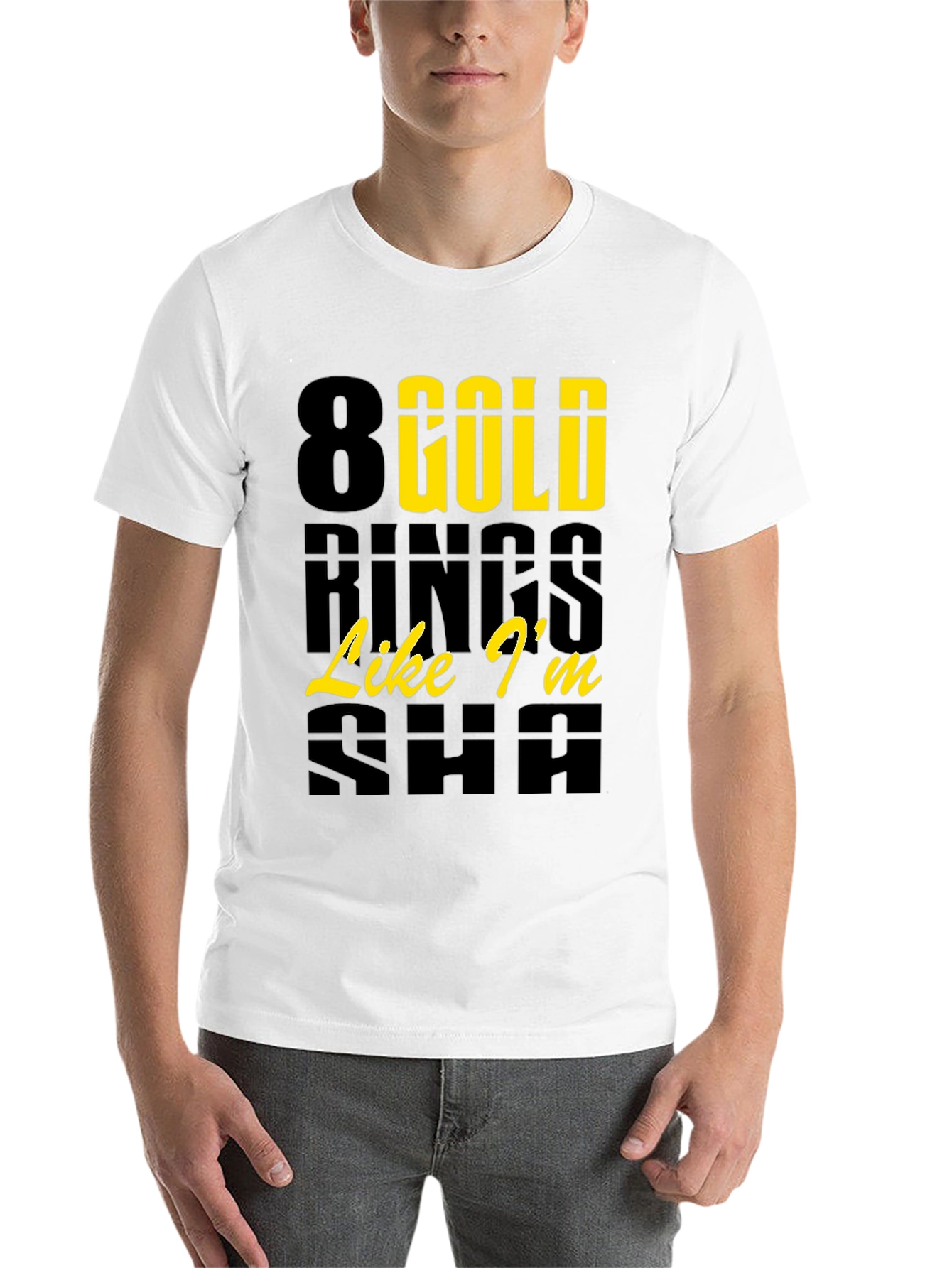 Black 8 Gold Rings Graphic Tee - Trendy & Stylish view 14