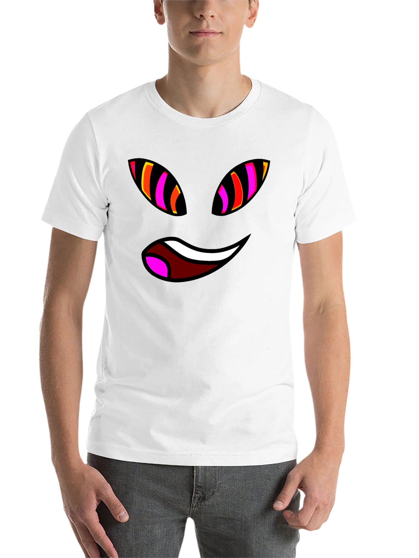 Black Funky Face Graphic Tee - Black Cotton Blend T-Shirt view 14