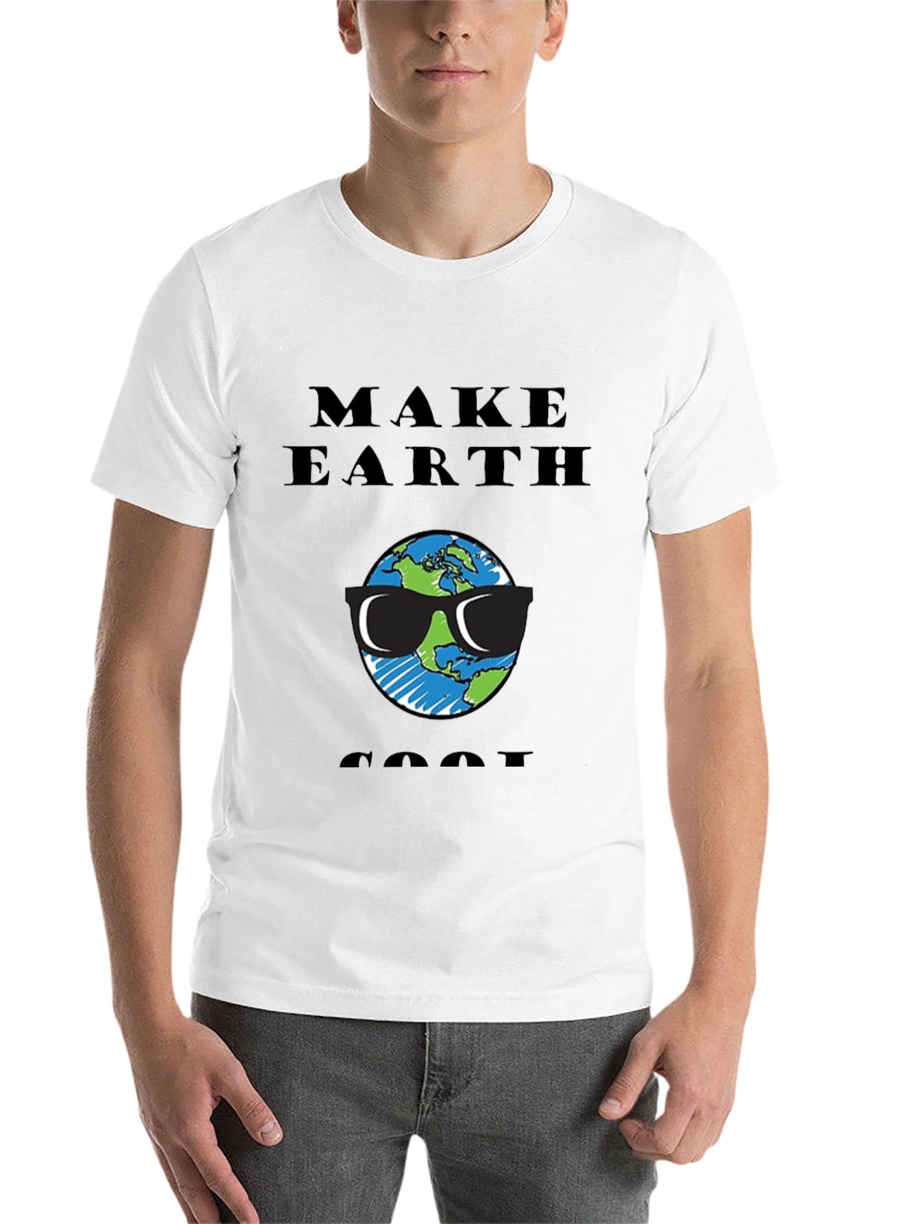 Black Make Earth Cool T-Shirt - Earth with Sunglasses Graphic Tee view 14