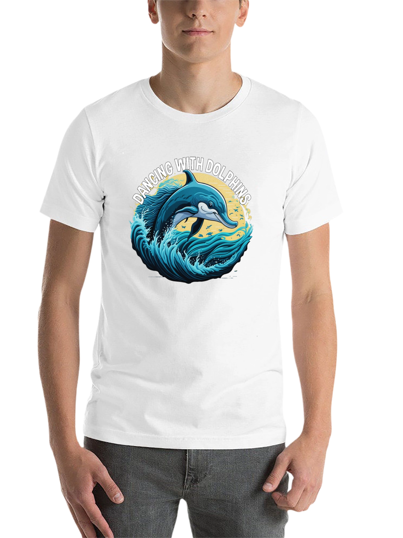 Black Dancing with Dolphins Graphic T-Shirt view 14