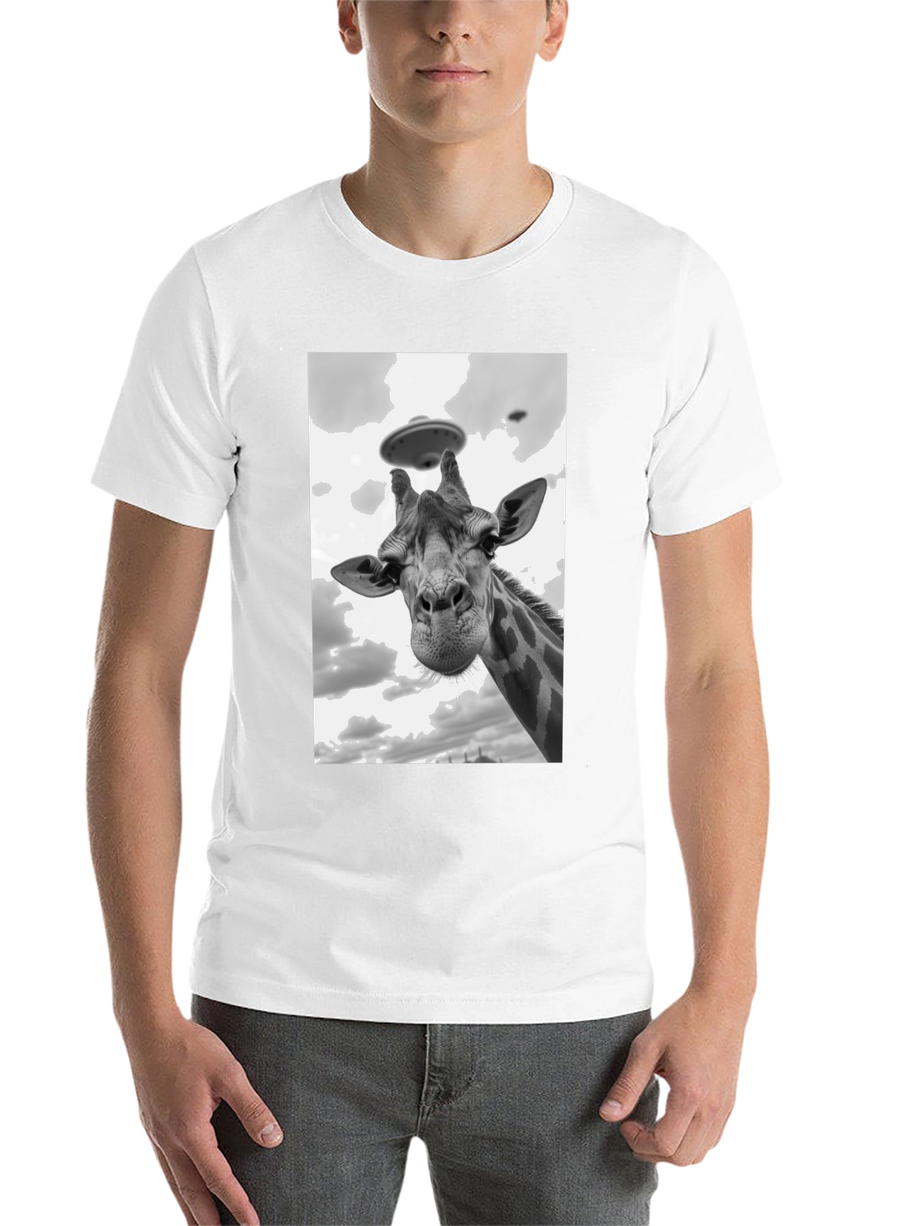 Black Giraffe Abduction T-Shirt: Quirky UFO Tee view 14