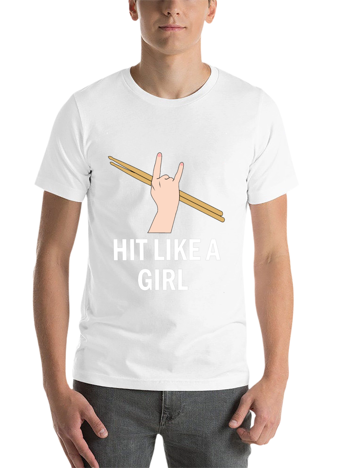 Black Hit Like a Girl Drummer T-Shirt - Music Lover Tee view 14