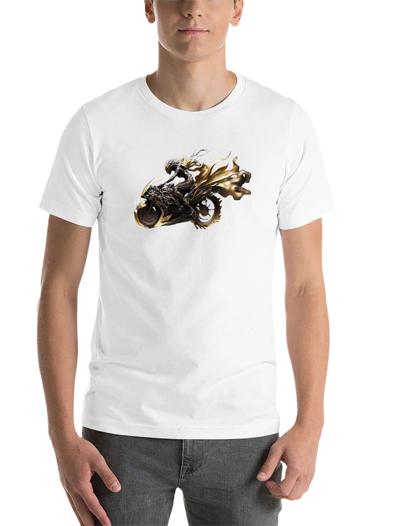 Black Black T-Shirt with Motorcycle Rider Graphic view 14