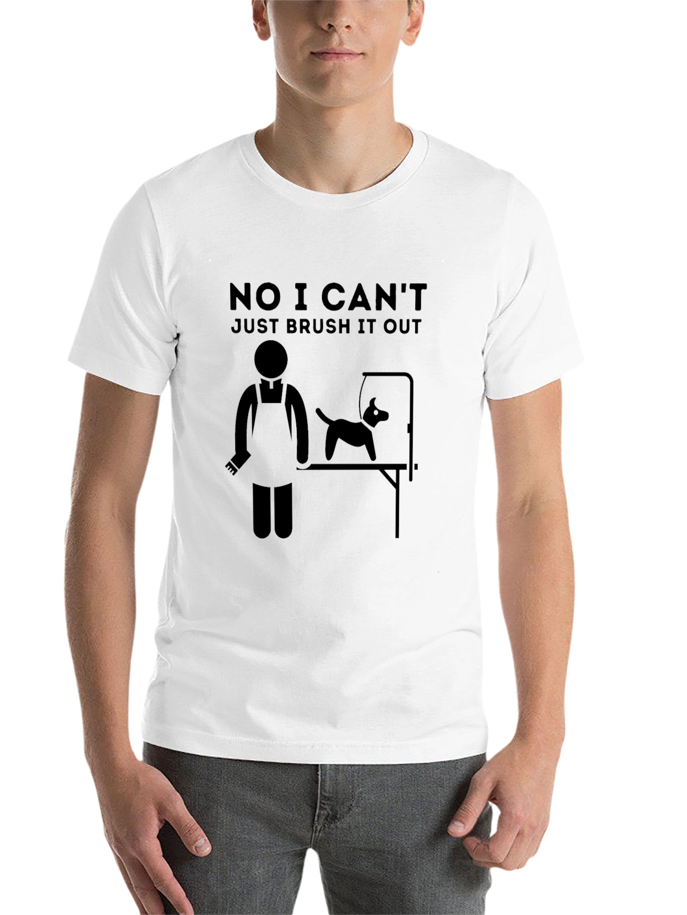 Black Funny Dog Groomer T-Shirt - Brush It Out view 14