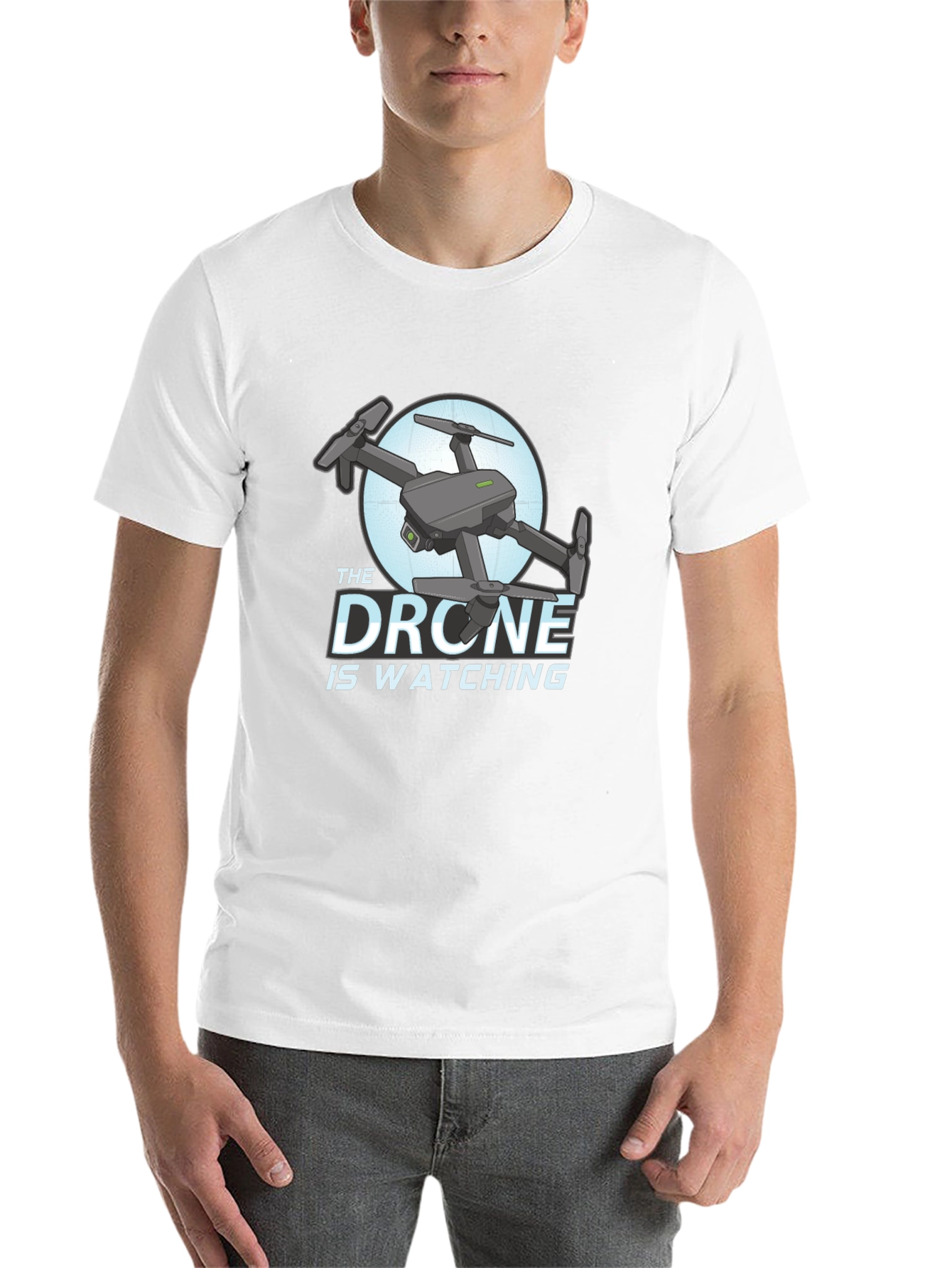 Black The Drone Is Watching Graphic T-Shirt view 14