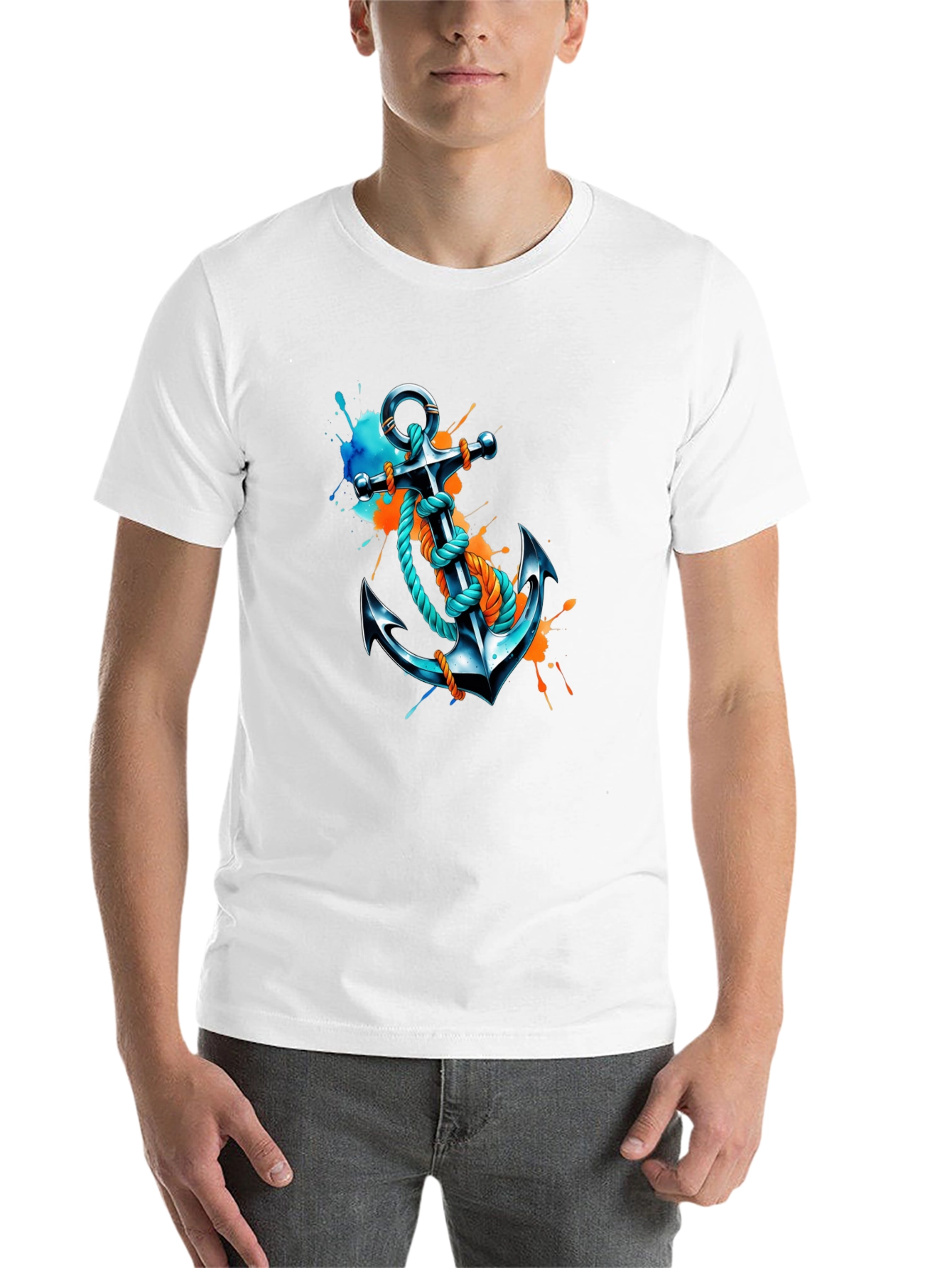 Black Anchor Graphic T-Shirt - Artistic Nautical Tee view 14