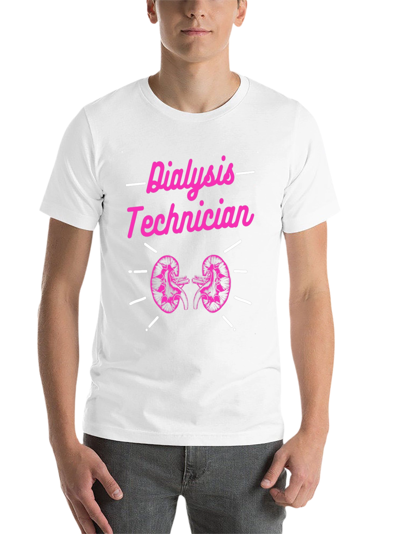 Dialysis Technician Graphic T-Shirt, Pink Print - 14
