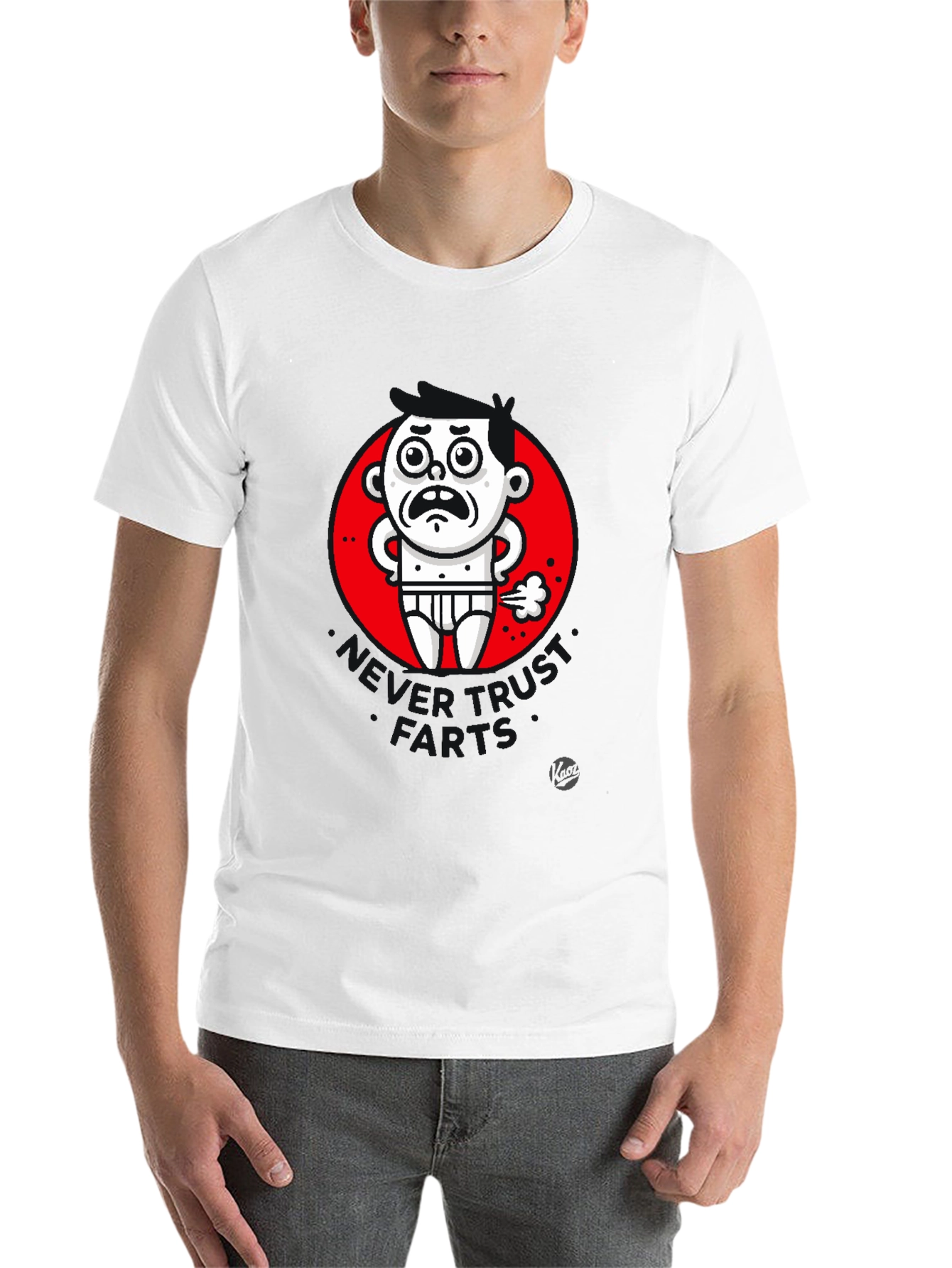 Black Funny Farting Man Graphic T-Shirt - Black view 14