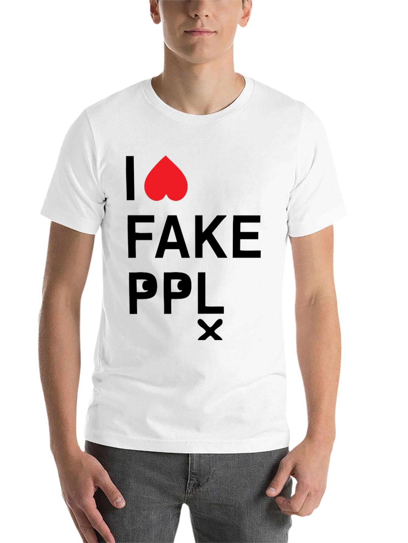 Black I Love Fake People T-Shirt view 14