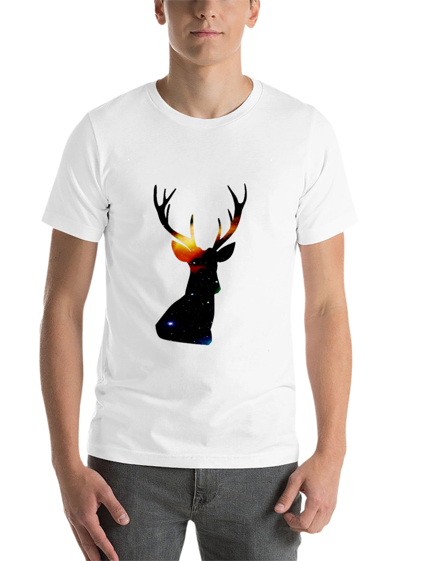 Black Galaxy Deer Head Black T-Shirt view 14