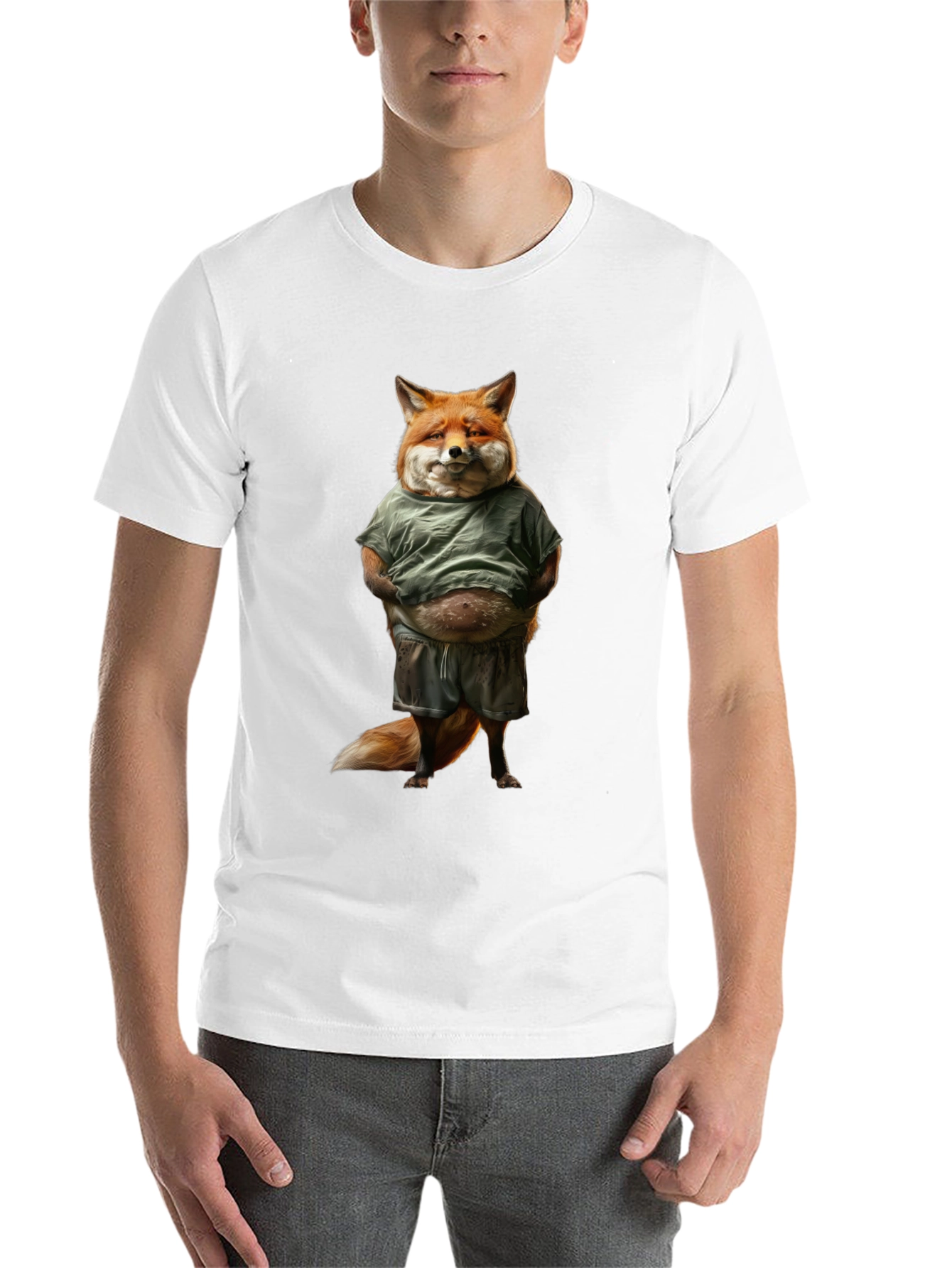 Black Funny Fox T-Shirt - Casual Animal Graphic Tee view 14