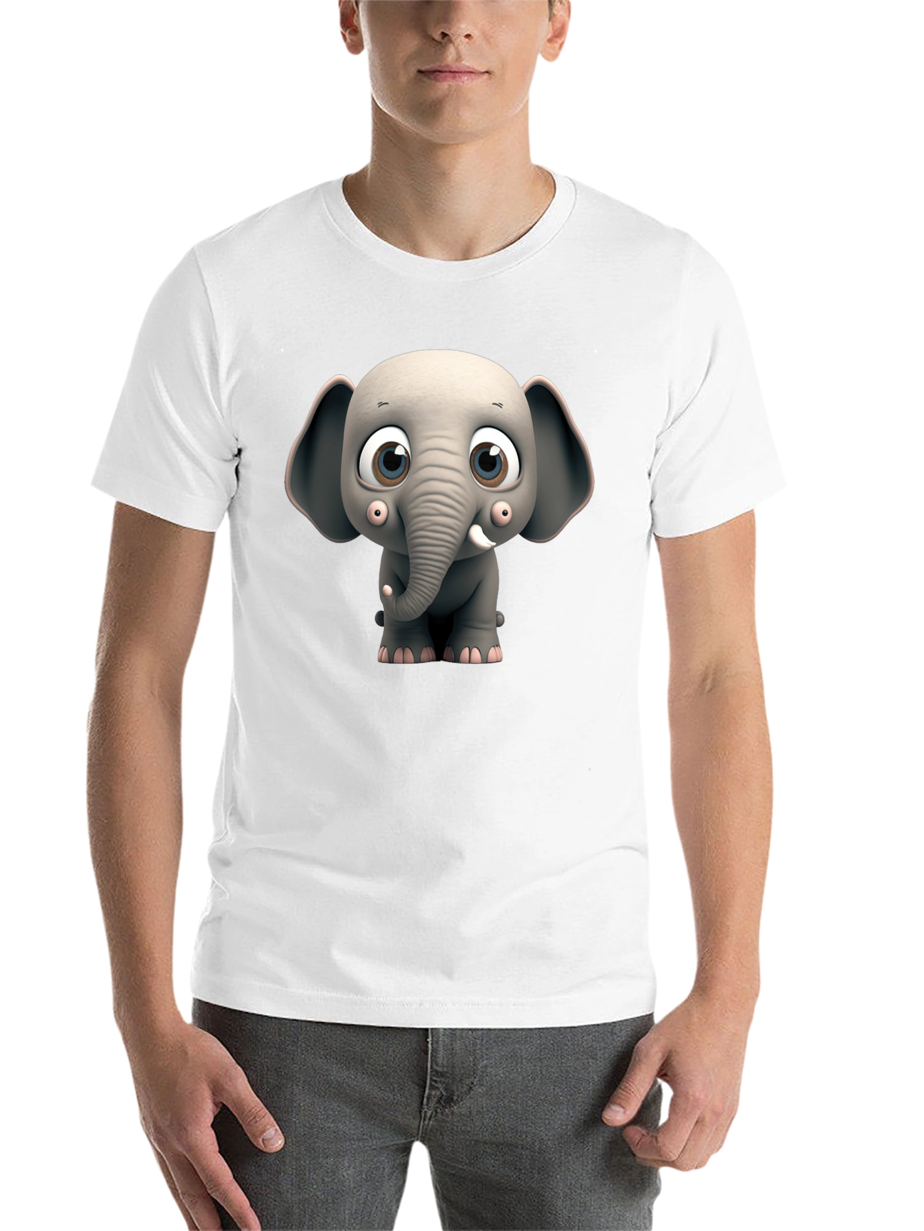 Black Cute Cartoon Elephant Graphic Tee view 14