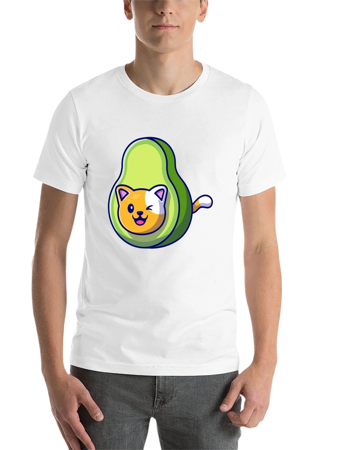 Black Avocado Cat Graphic Tee - Cute Cartoon Shirt view 14