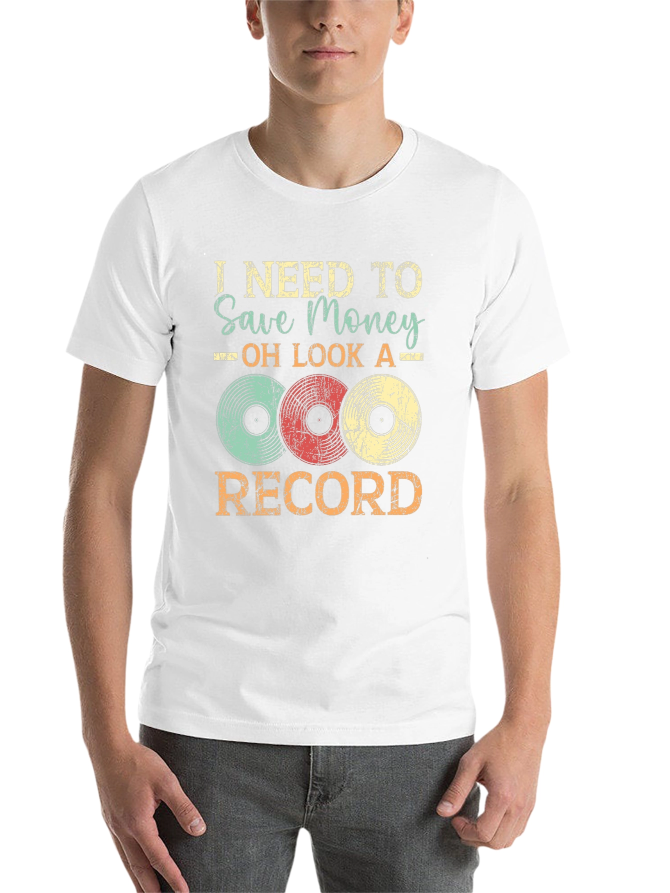 Black I Need to Save Money Vinyl Record T-Shirt view 14