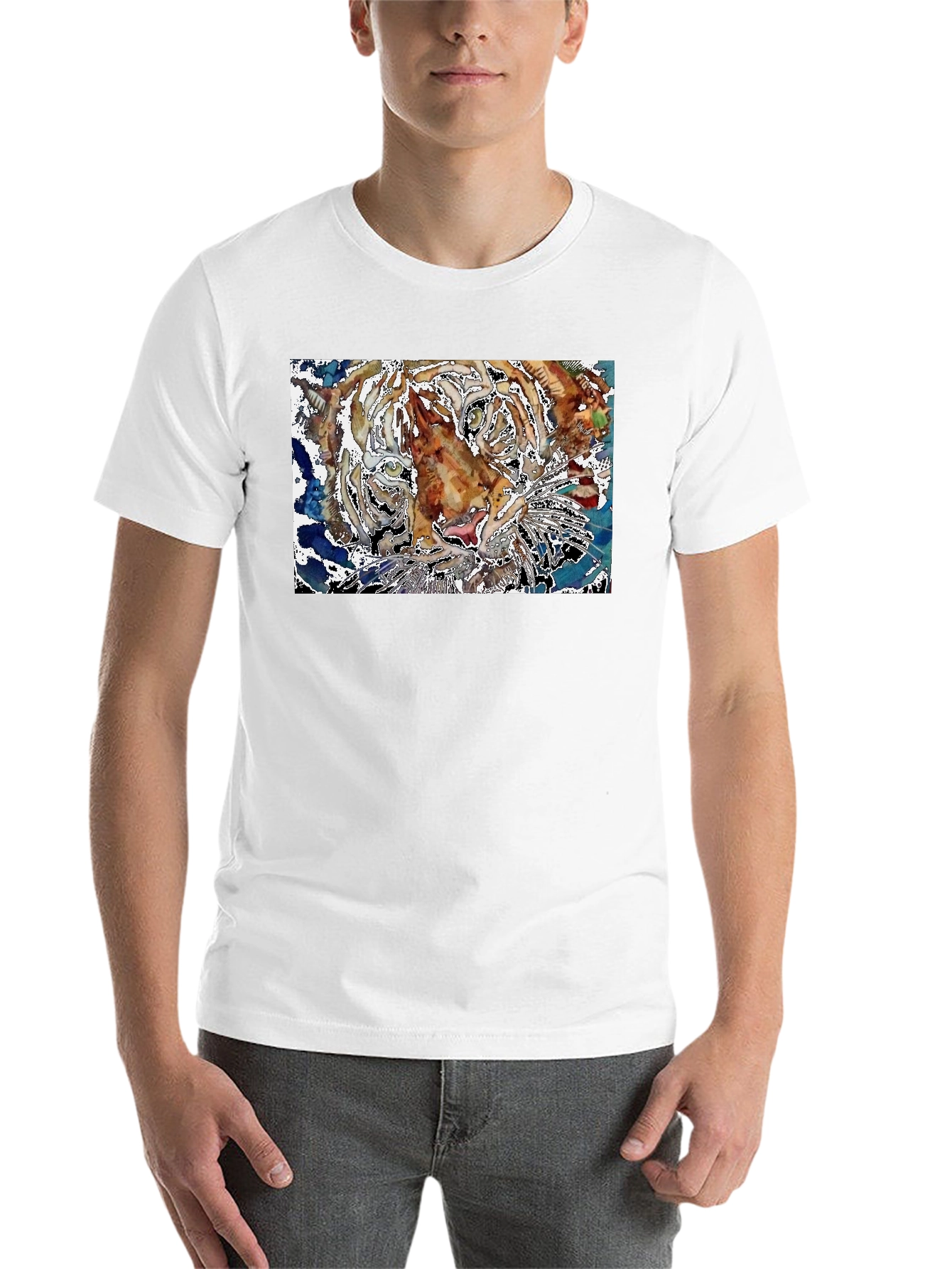 Black Abstract Tiger Graphic Black T-Shirt view 14
