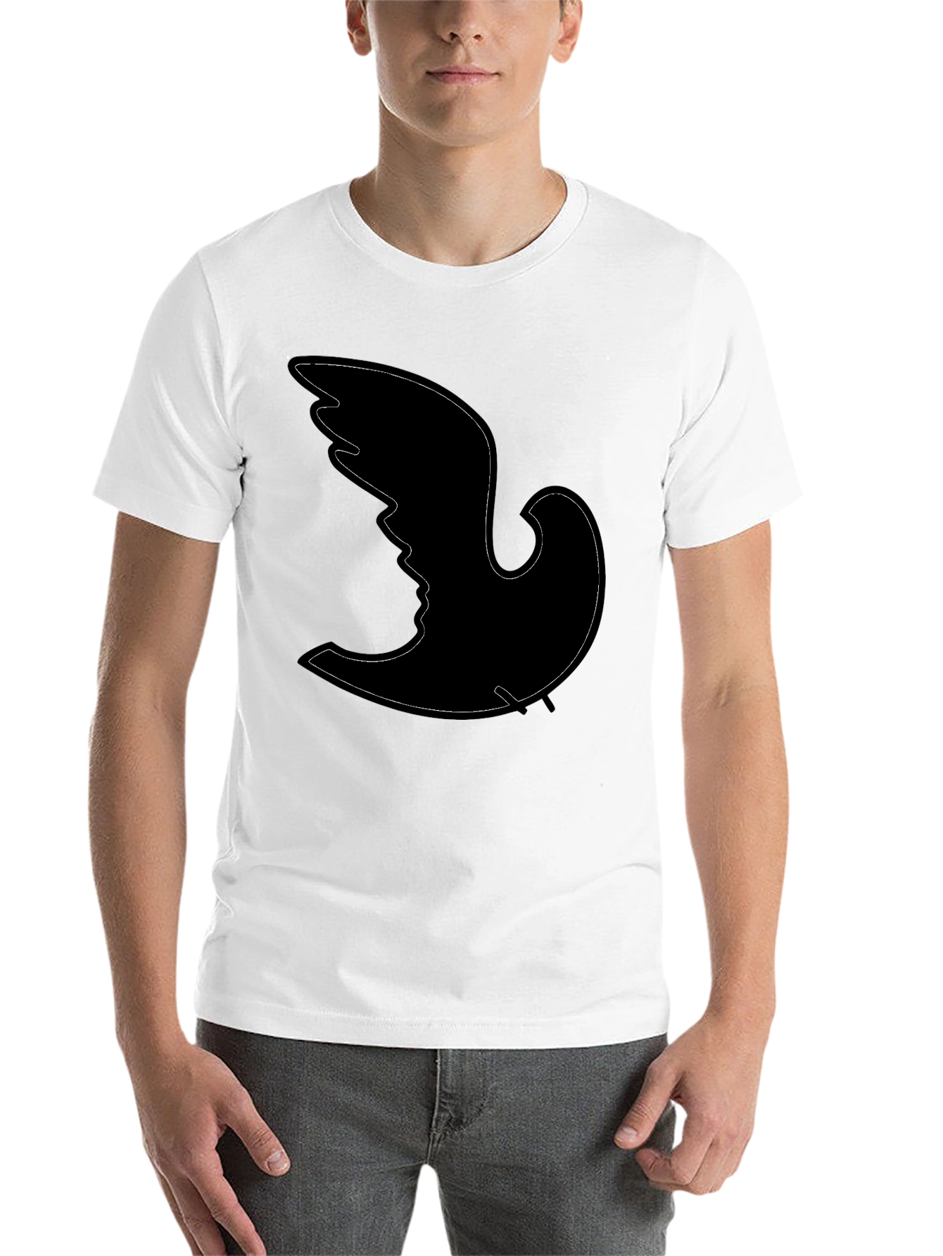 Black Abstract Bird Silhouette Black T-Shirt view 14