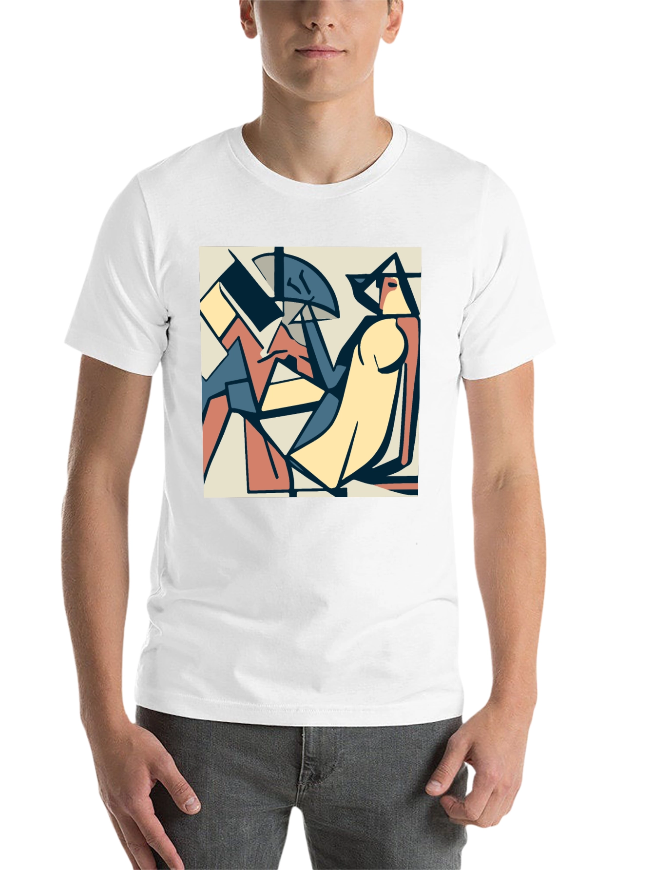 Black Abstract Art Print Black Crew Neck T-Shirt view 14