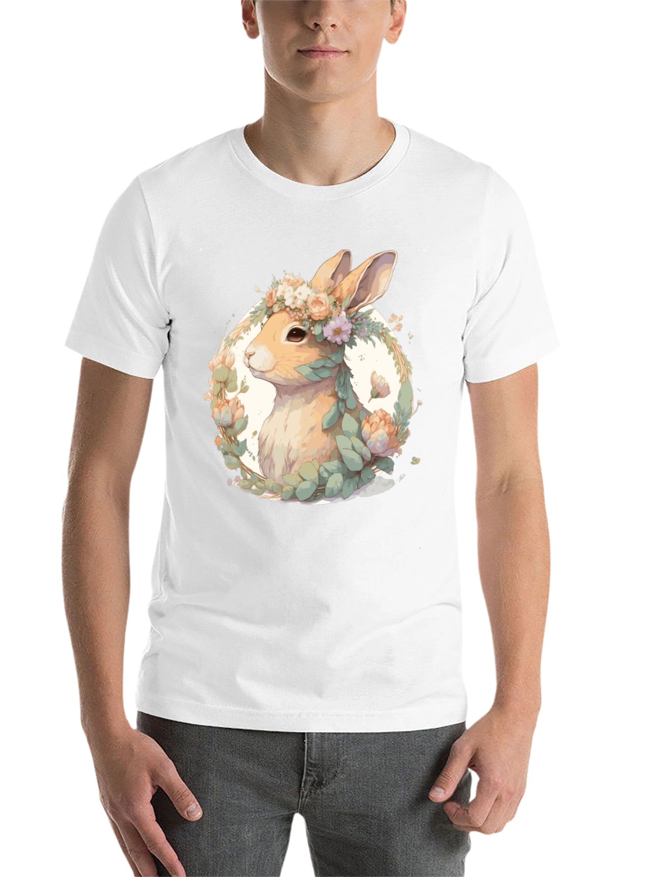 Black Floral Rabbit T-Shirt - Easter Spring Style view 14