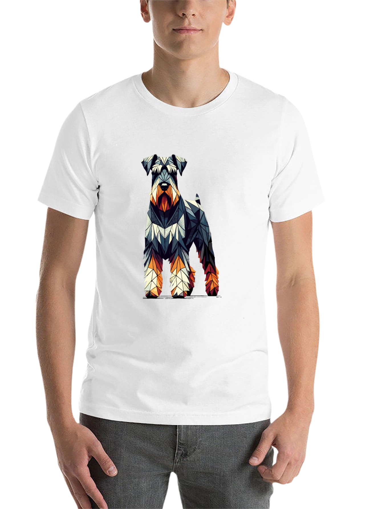Black Geometric Dog Print Black T-Shirt view 14
