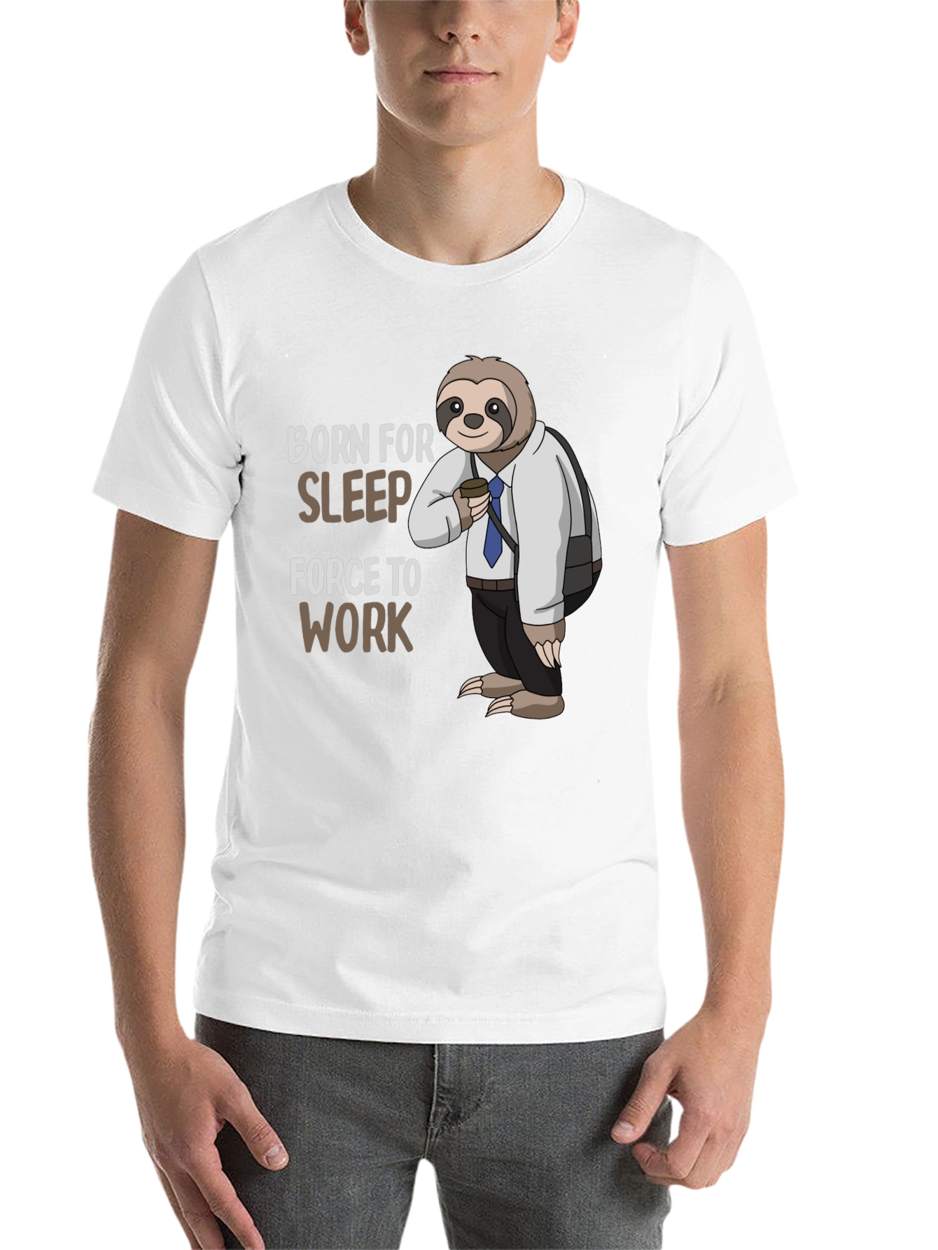 Black Born for Sleep Sloth T-Shirt - Funny Work Tee view 14