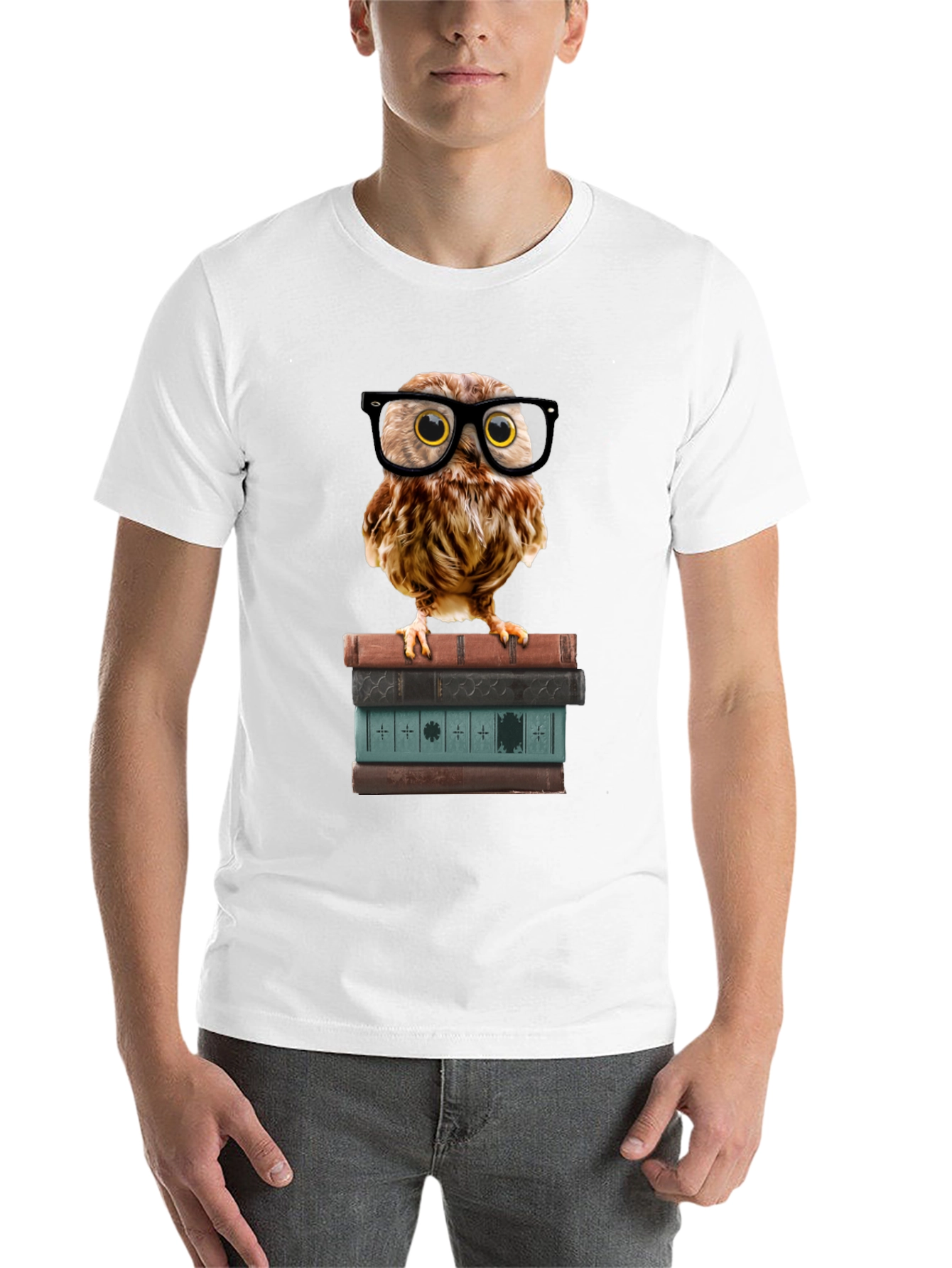Black Owl on Books T-Shirt - Smart & Stylish view 14