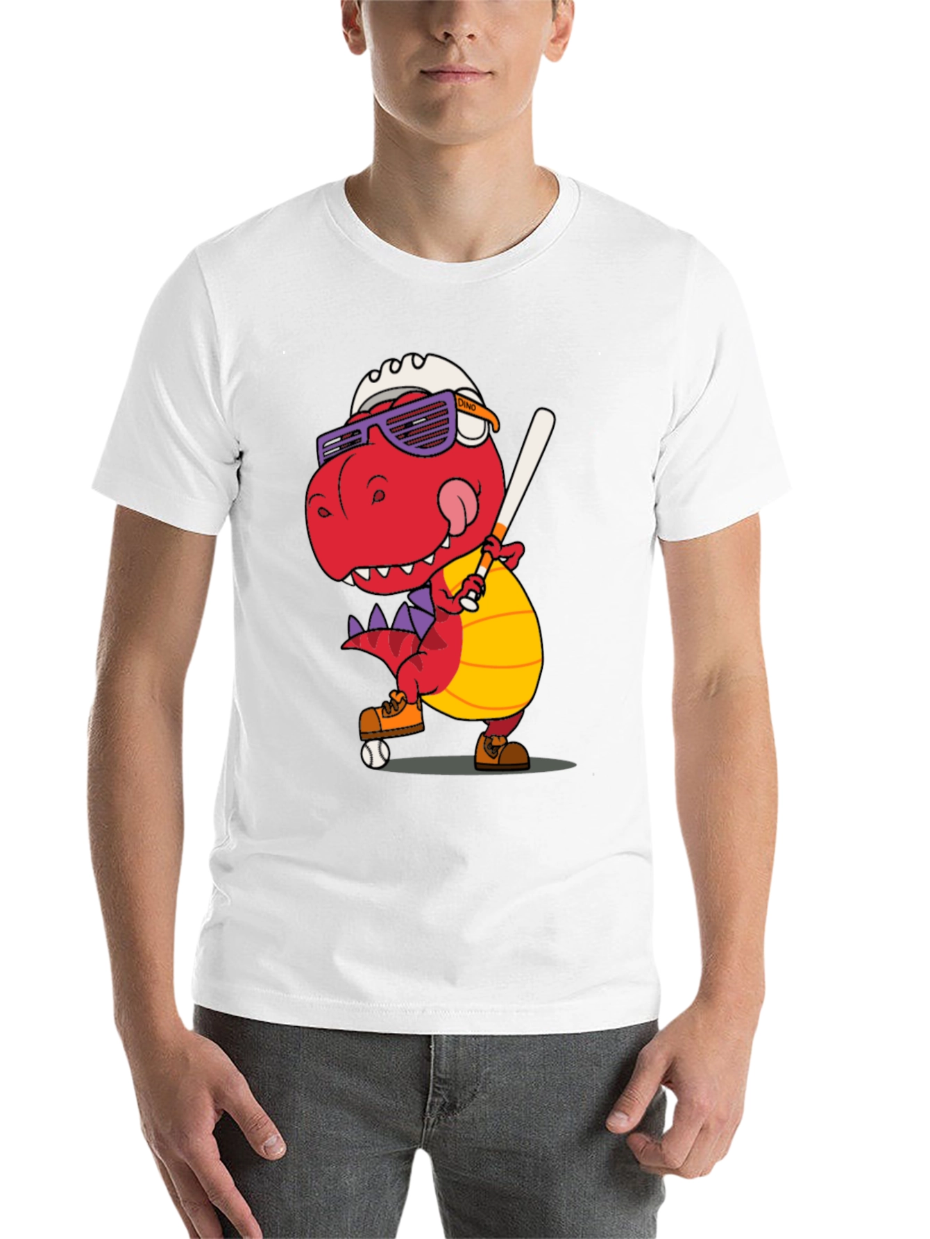 Black Dino Baseball T-Shirt - Novelty Graphic Tee view 14