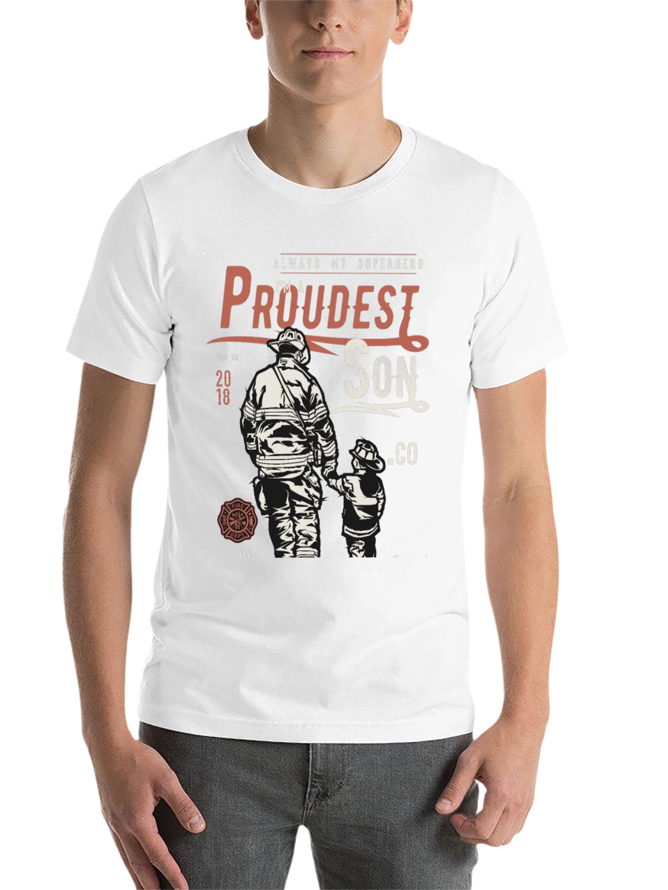 Black Proudest Son Firefighter Graphic Tee view 14
