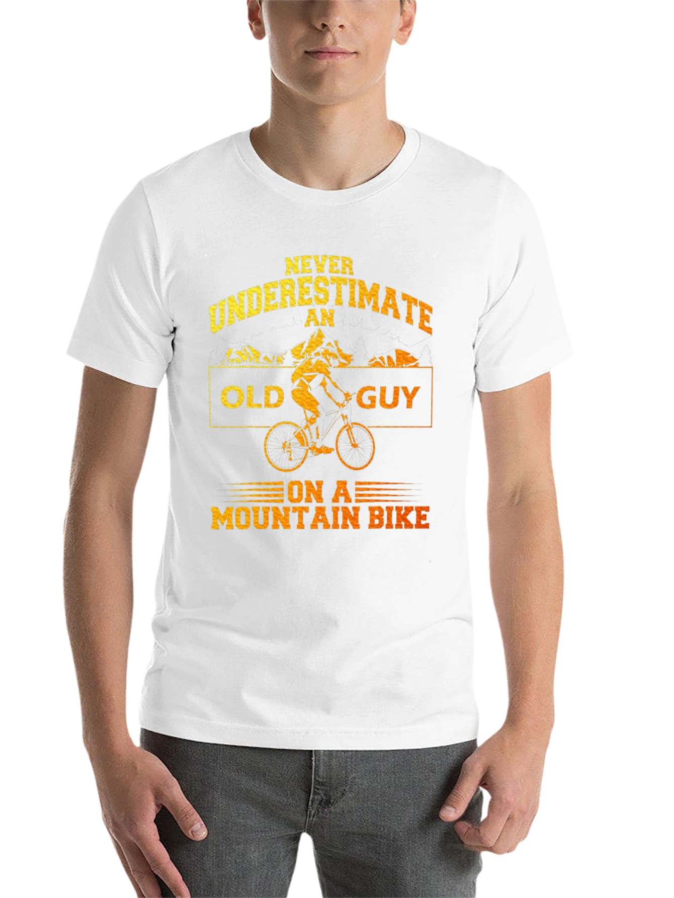 Black Never Underestimate an Old Guy Mountain Bike Graphic T-Shirt view 14
