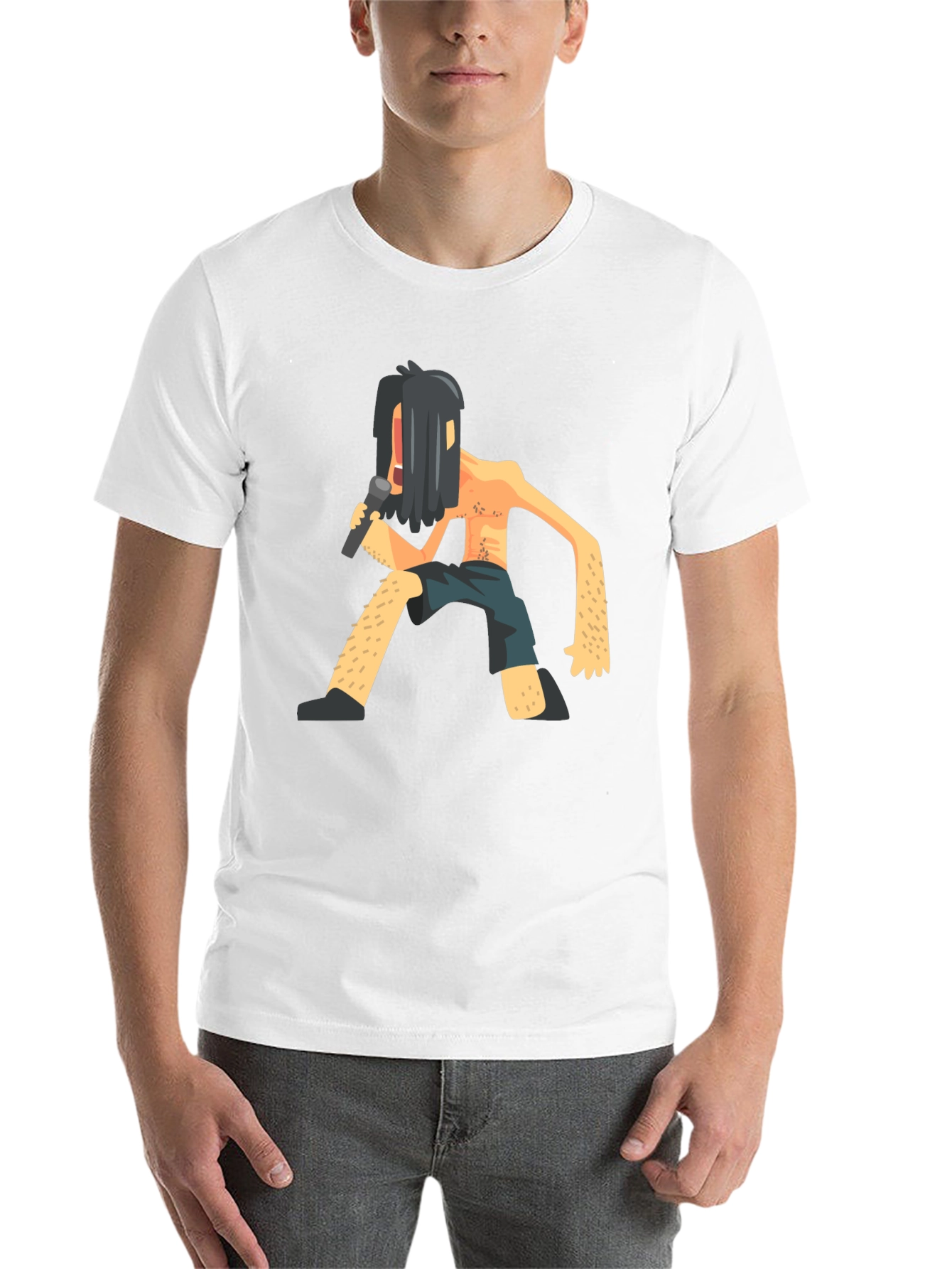 Black Black T-Shirt with Funny Singer Graphic view 14