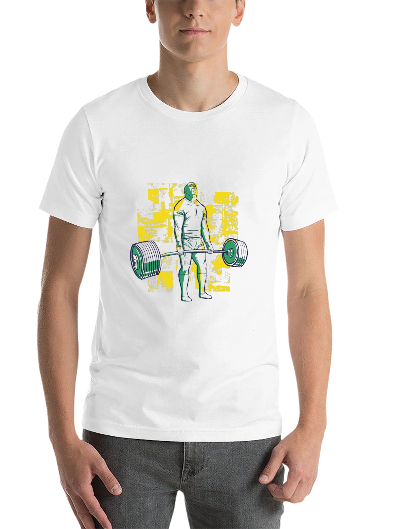 Men's Black Graphic T-Shirt - Weightlifting Design - 14
