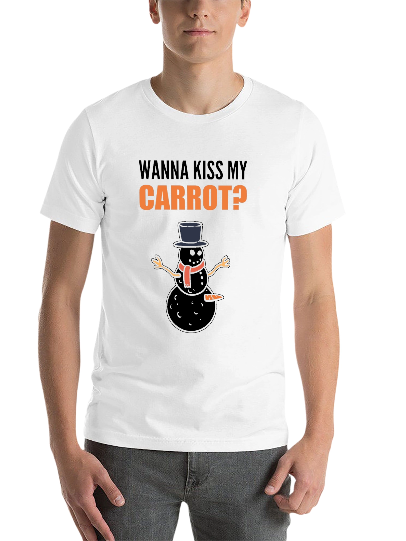 Black Wanna Kiss My Carrot? Black Humor Graphic Tee view 14