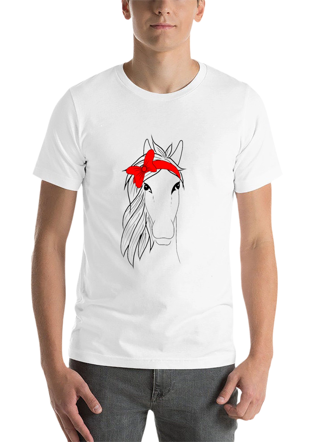 Black Horse with Bow T-Shirt - Cute Animal Design view 14